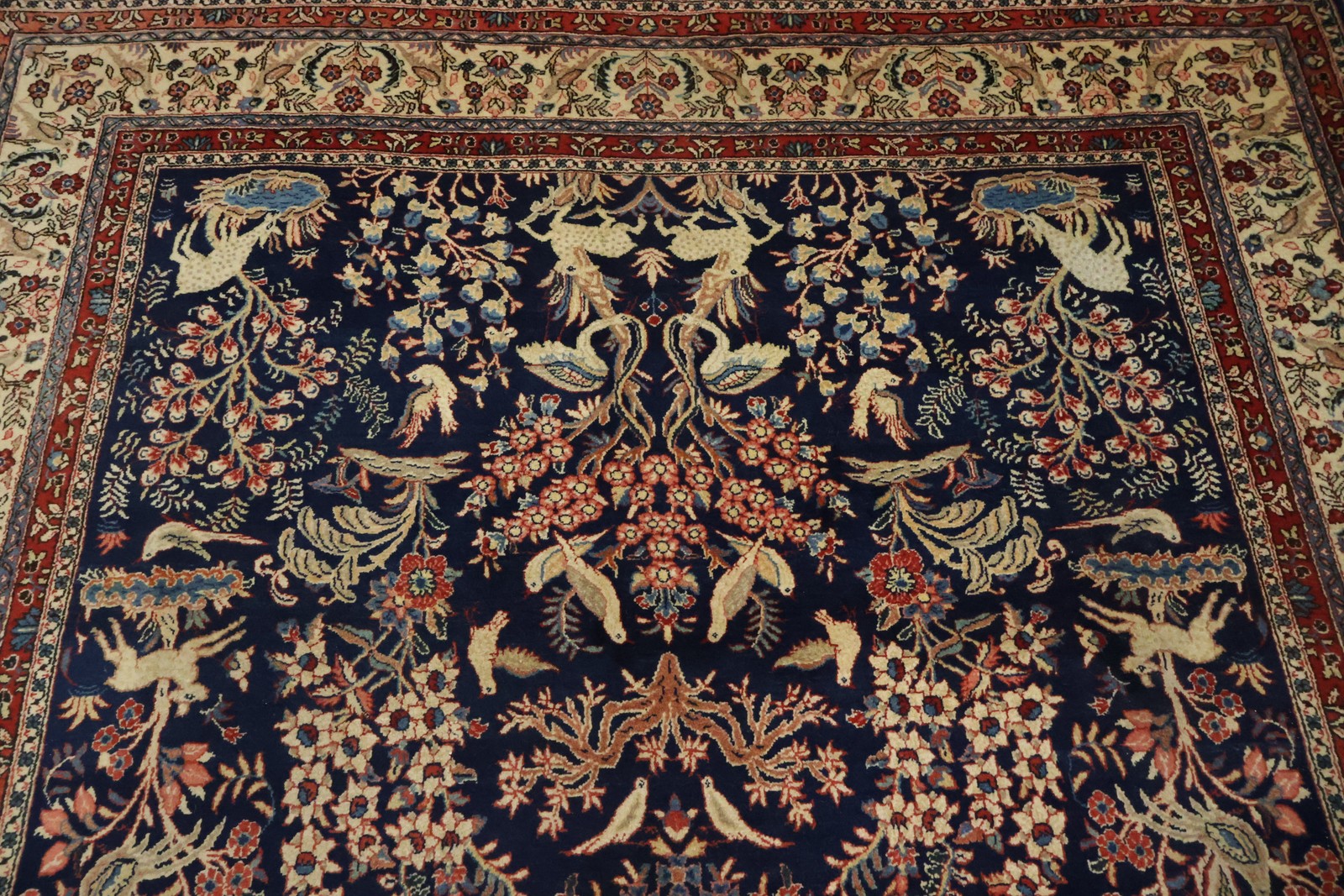Animal Design Blue Area Rug 7×11 Ft Handmade Oriental Floral Wool Carpet