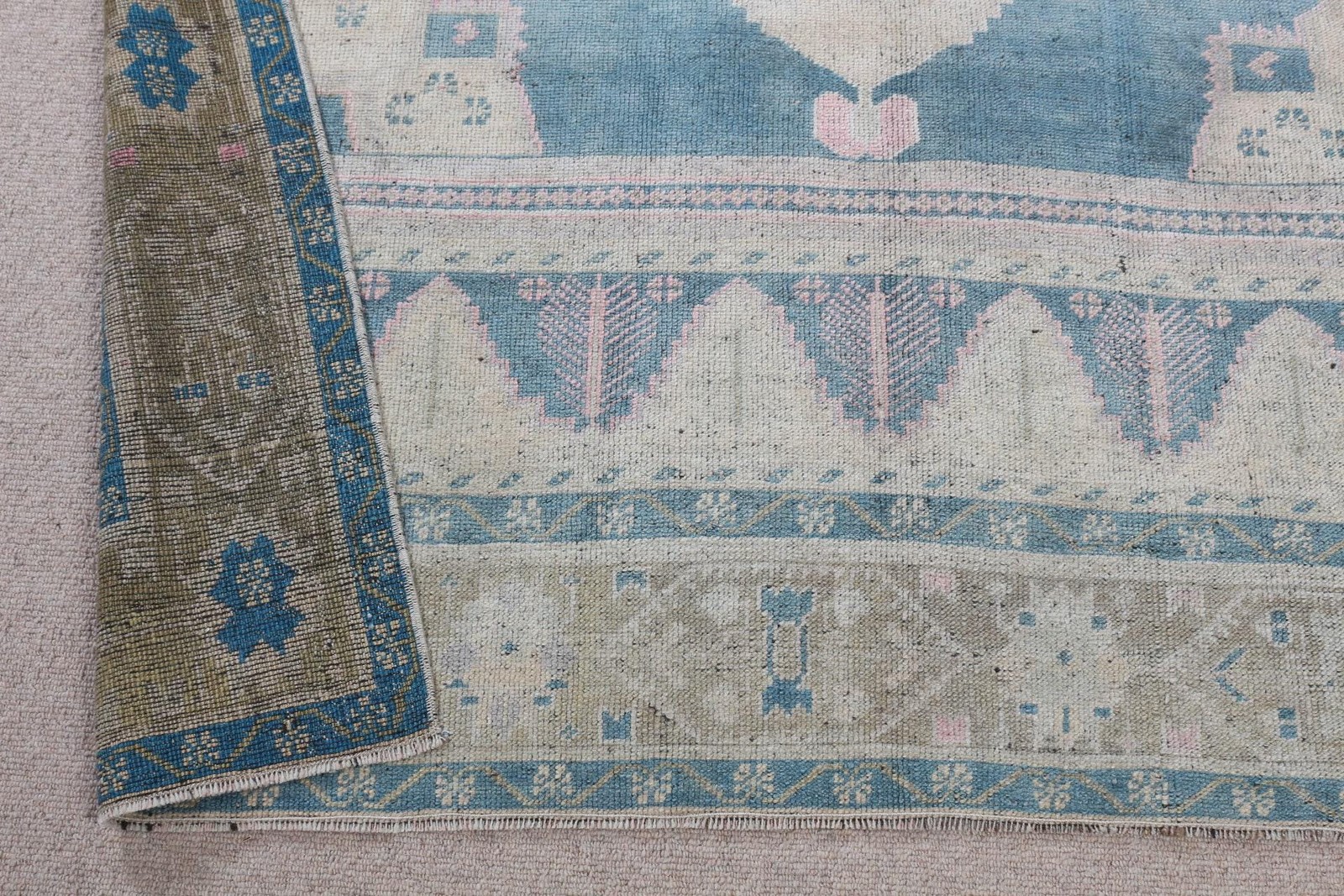 Turkish Large Rug 5,2×9,4 ft (159×288 cm), Vintage Blue Floral Rug