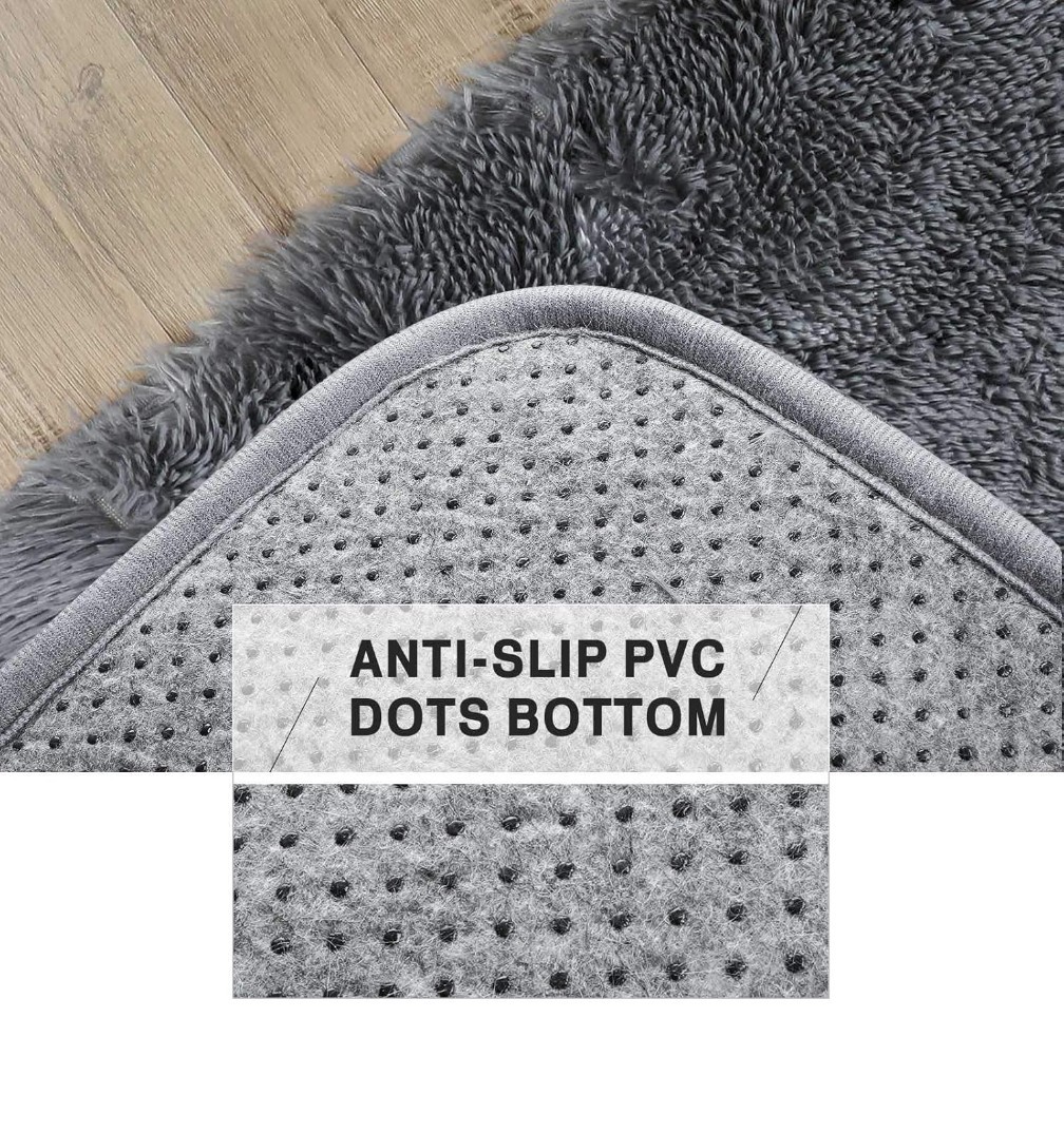 Fluffy 8’x10′ Large Shaggy Area Rug Living Room Ultra Soft Plush Anti Slip-Grey