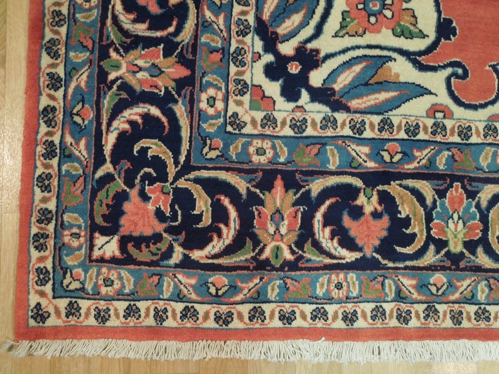 7×11′ Traditional Saroouk Rug CORAL RED 72410