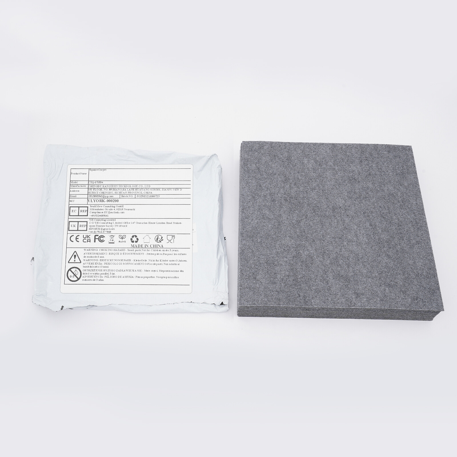 20 Pack Self-Adhesive Carpet Tiles, 23.6×23.6 Inch, Light Grey, Peel & Stick