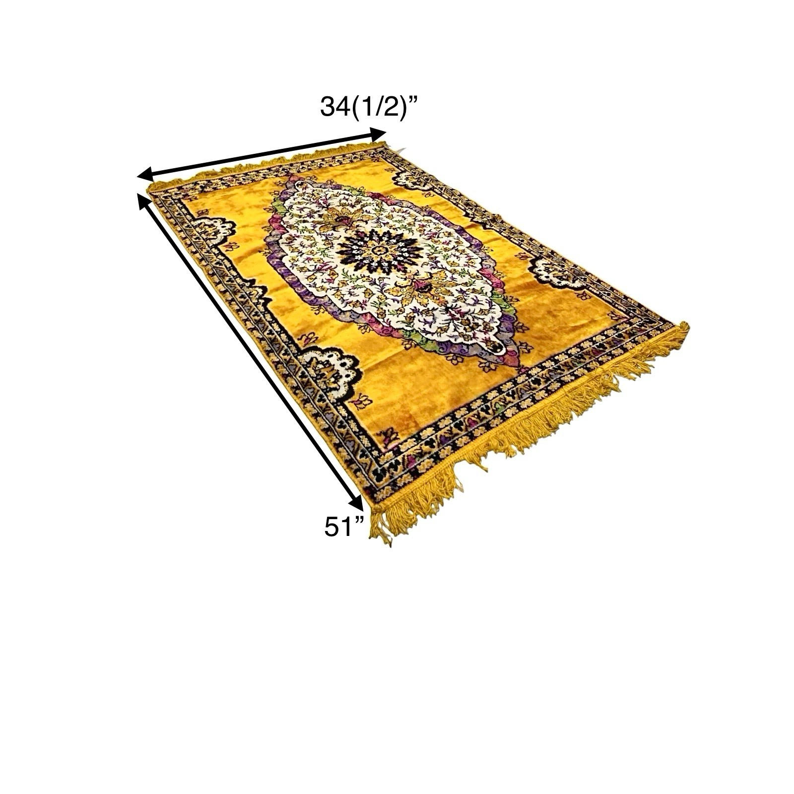 Rug French Floral Medallion Design Cotton Rayon Blend Vintage Boho Decor