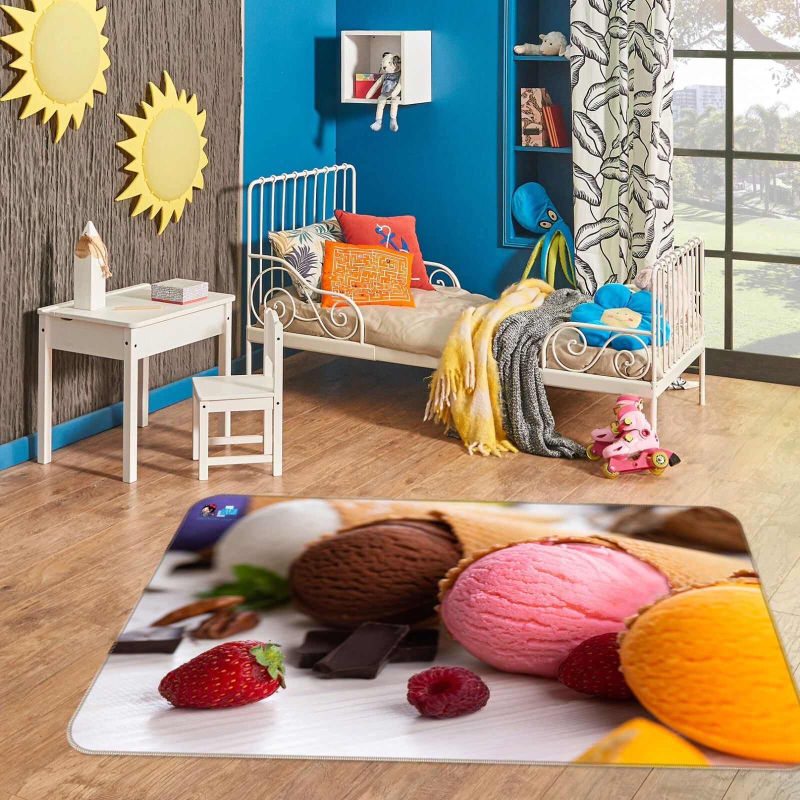 3D Colorful Fruit Cones ZHUA3850 Game Non Slip Rug Mat Photo Carpet Amy