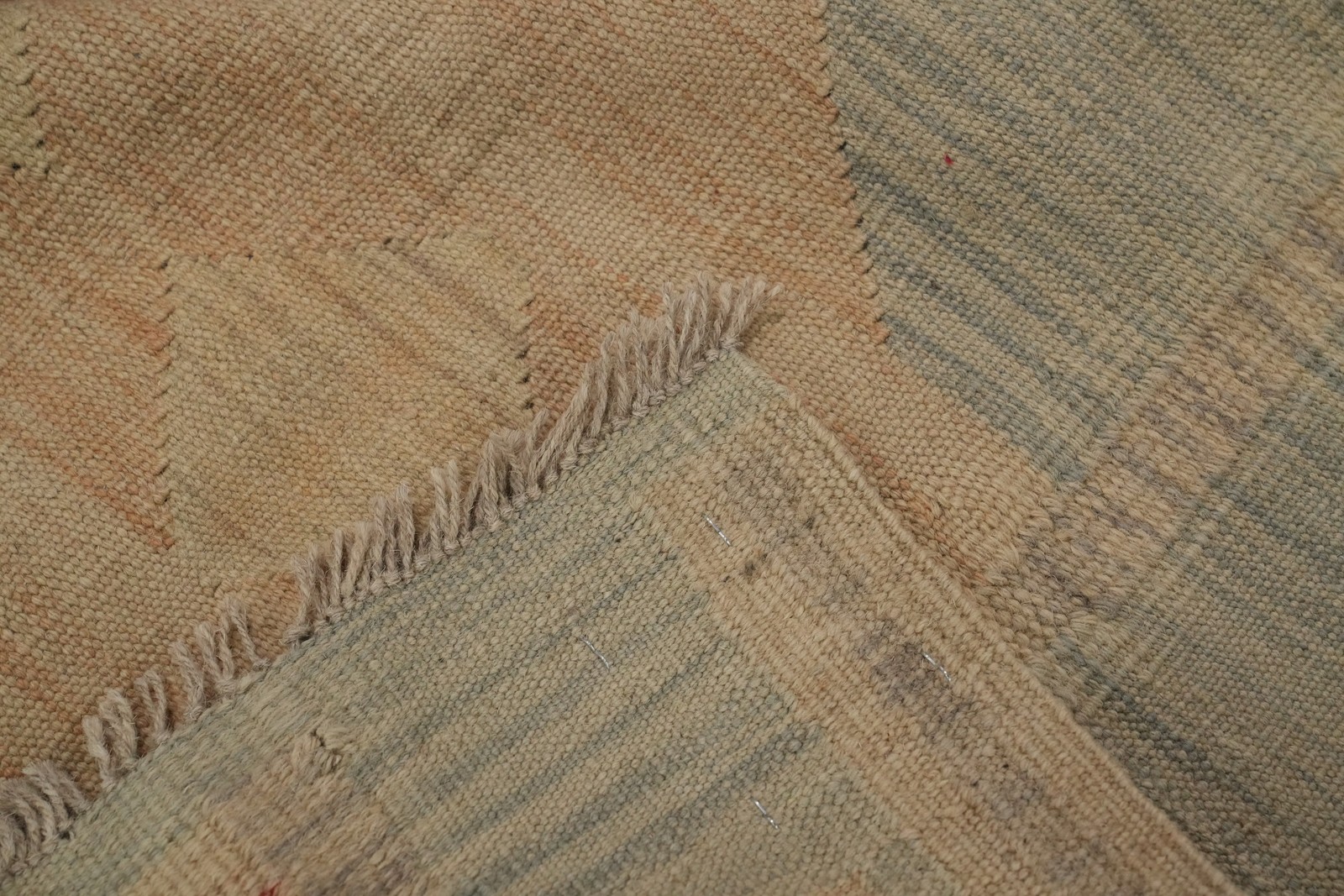 Soft Pastel Diamonds: Artistic Handcrafted Kilim Rug 4×6 ft Reversible Carpet