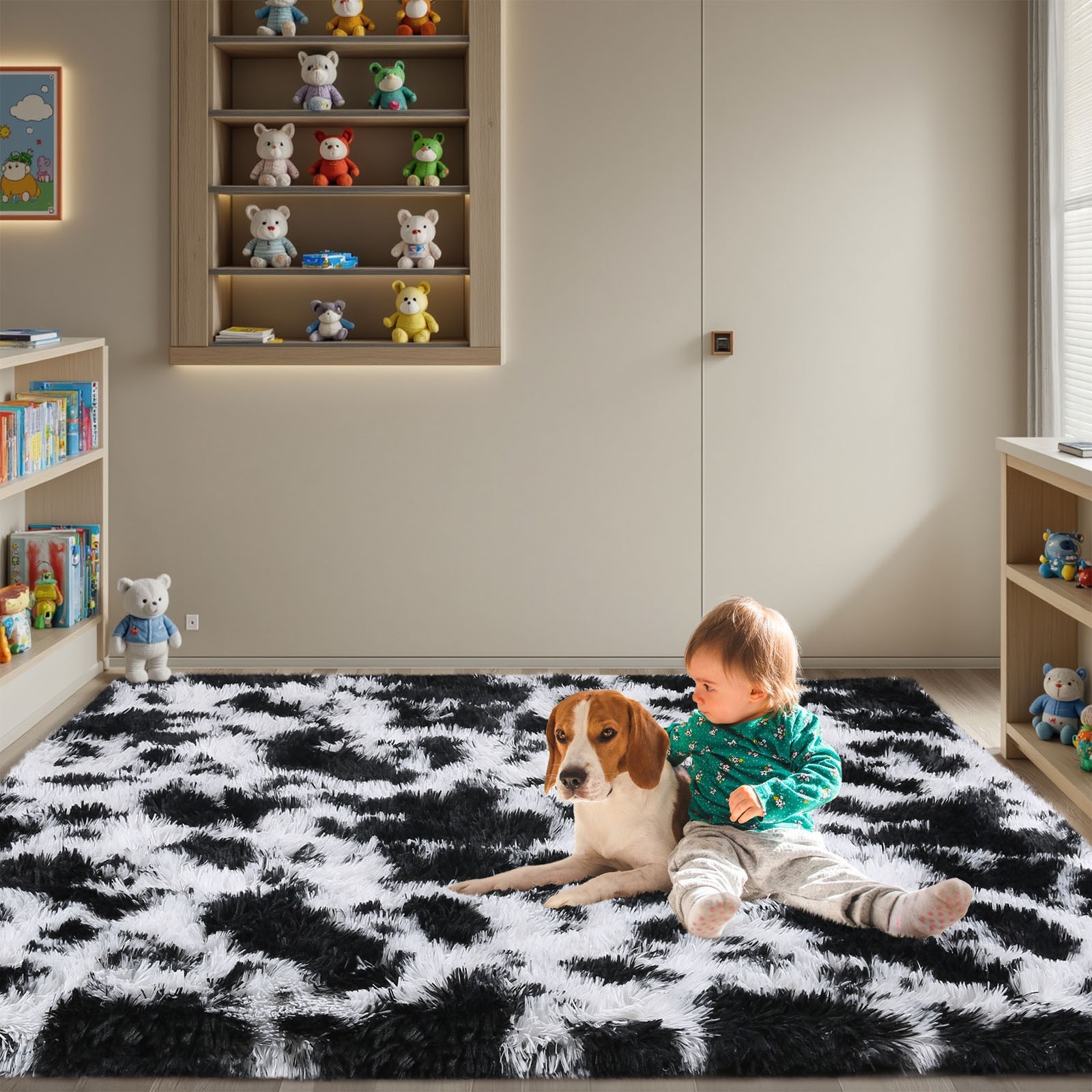 Large Fluffy Shag Area Rug Non-Slip Soft Plush Carpet for Bedroom Nursery
