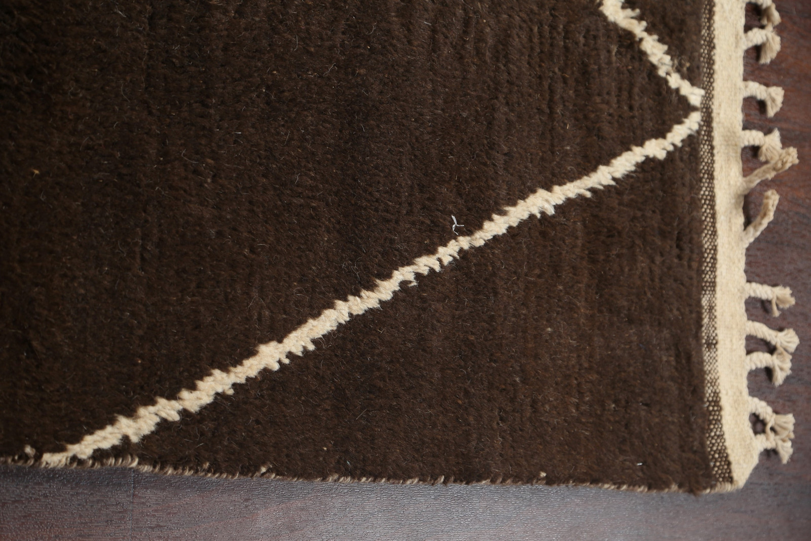 Trellis Moroccan Area Rug 5×10 Ft Handmade Brown Wool Rug Oriental Carpet