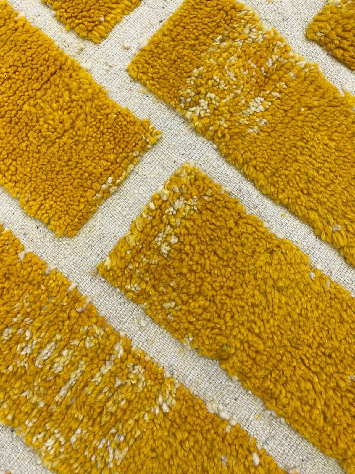 Custom Mustard Boujaad Rug Moroccan Berber Handmade Boho Living Room Carpet