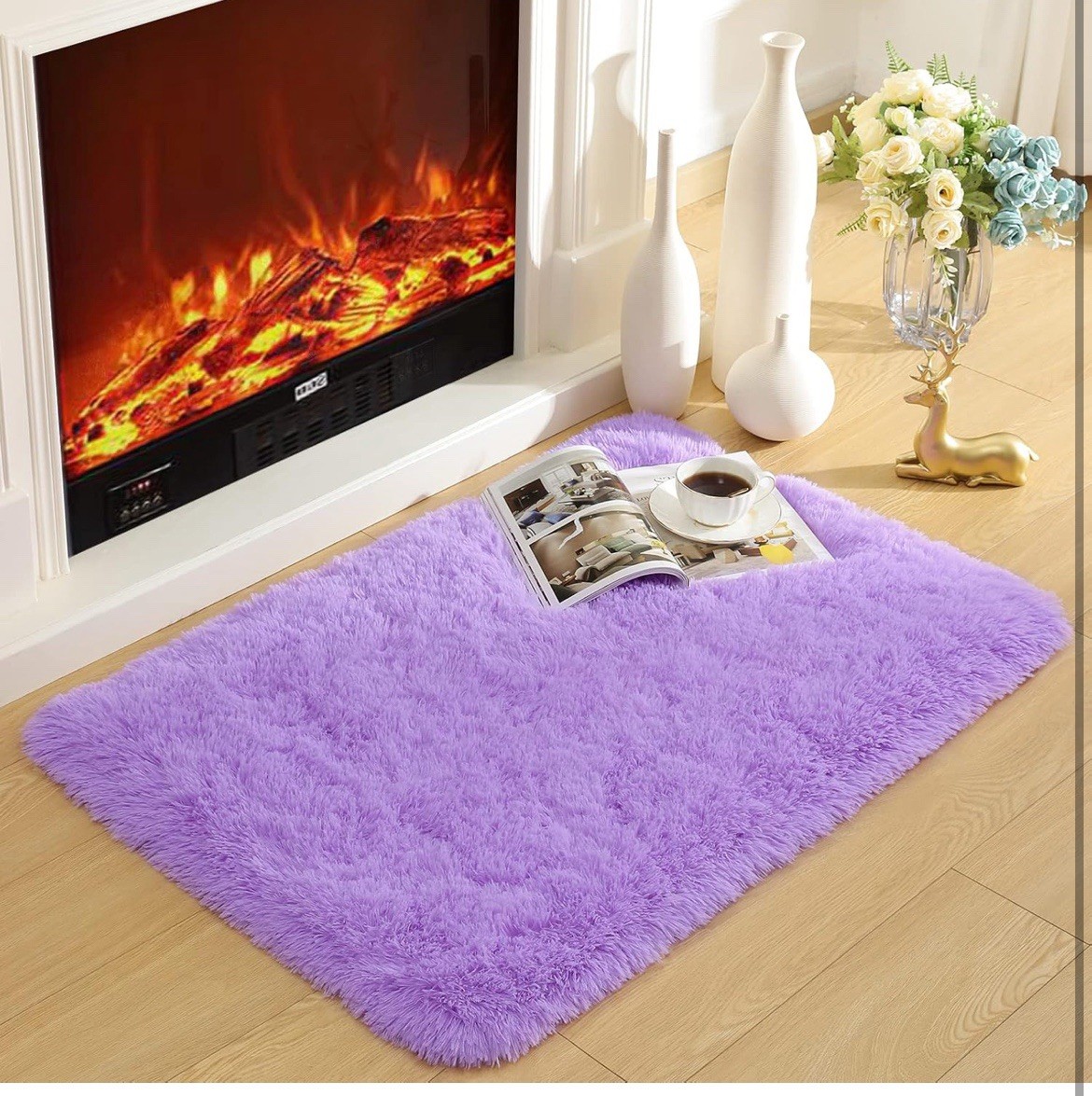 Modern Soft Small Fluffy Shaggy Area Rug for Living Room or Kids Bedroom or Baby