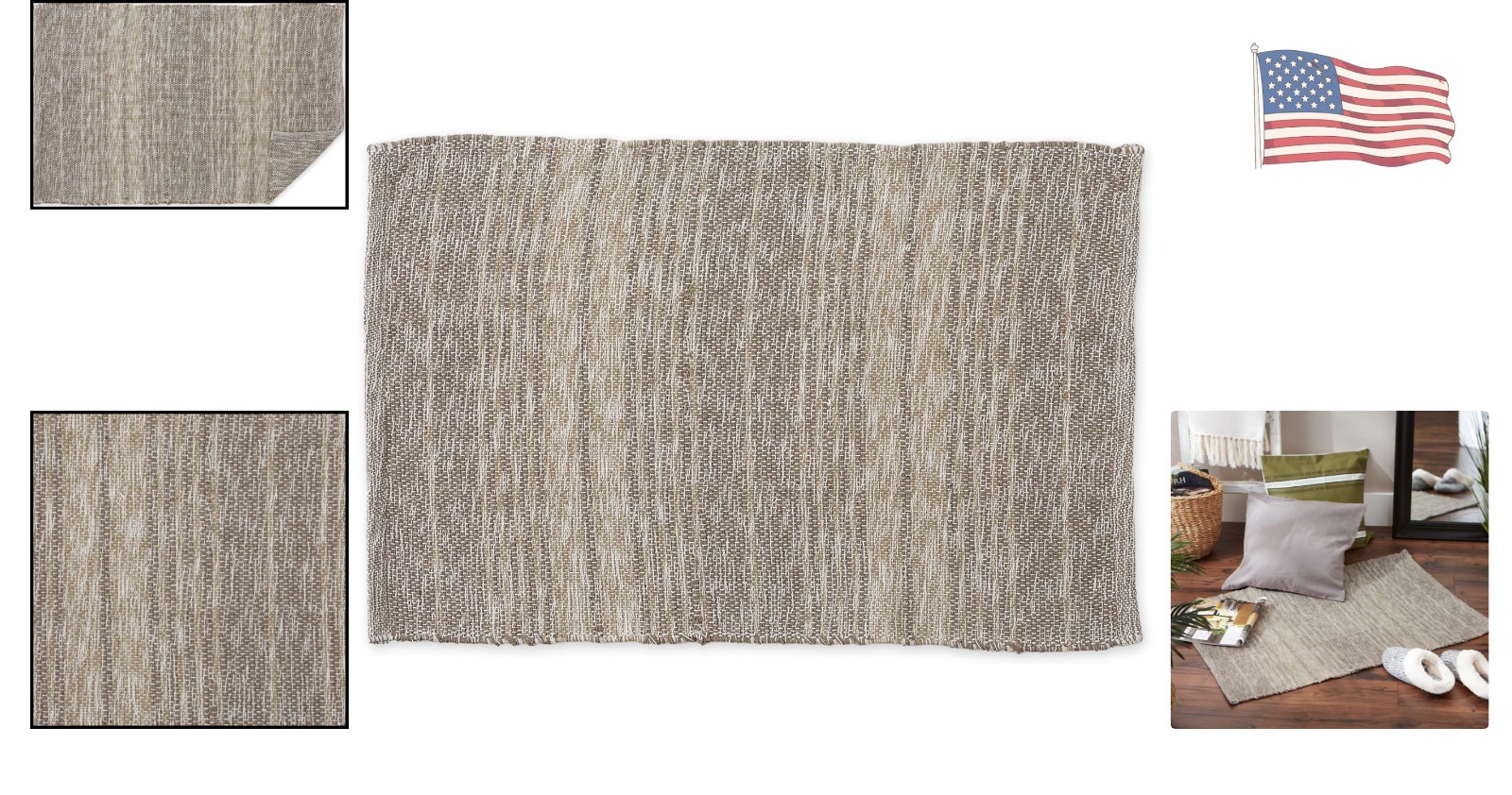 Handmade Recycled Yarn Rug – 2×3′ Rustic Stripe for Eco-Friendly Décor