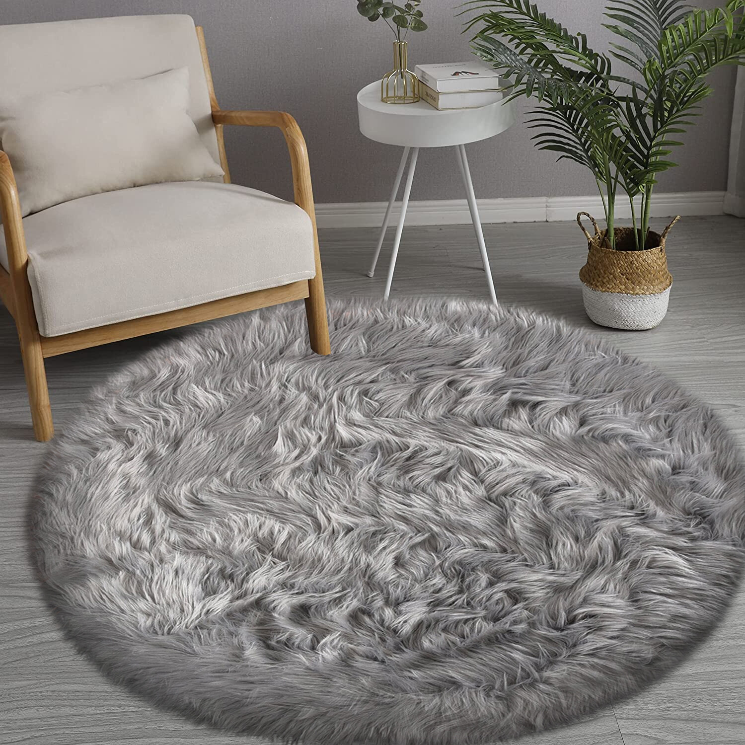 Fluffy Faux Sheepskin Shag Round Rug Super Soft Fluffy Rug Dia 3′ 4′ 5′ 6′ 6’6″