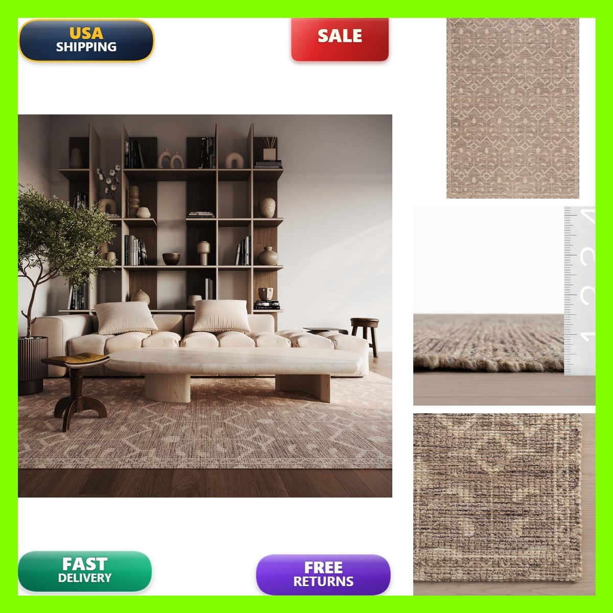 Nuloom Elindra 4 X 6 Wool Jute Area Rug For Dining Room Living Room Brown