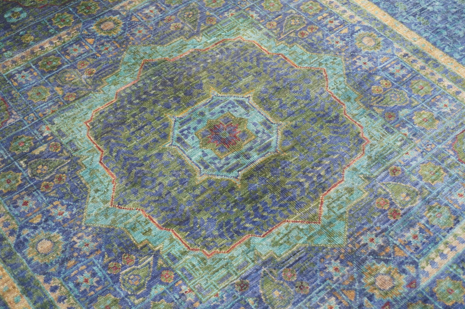 4’4″ x 6’5″ Blue Mamluk Afghan Hand Knotted Medallion Area Rug