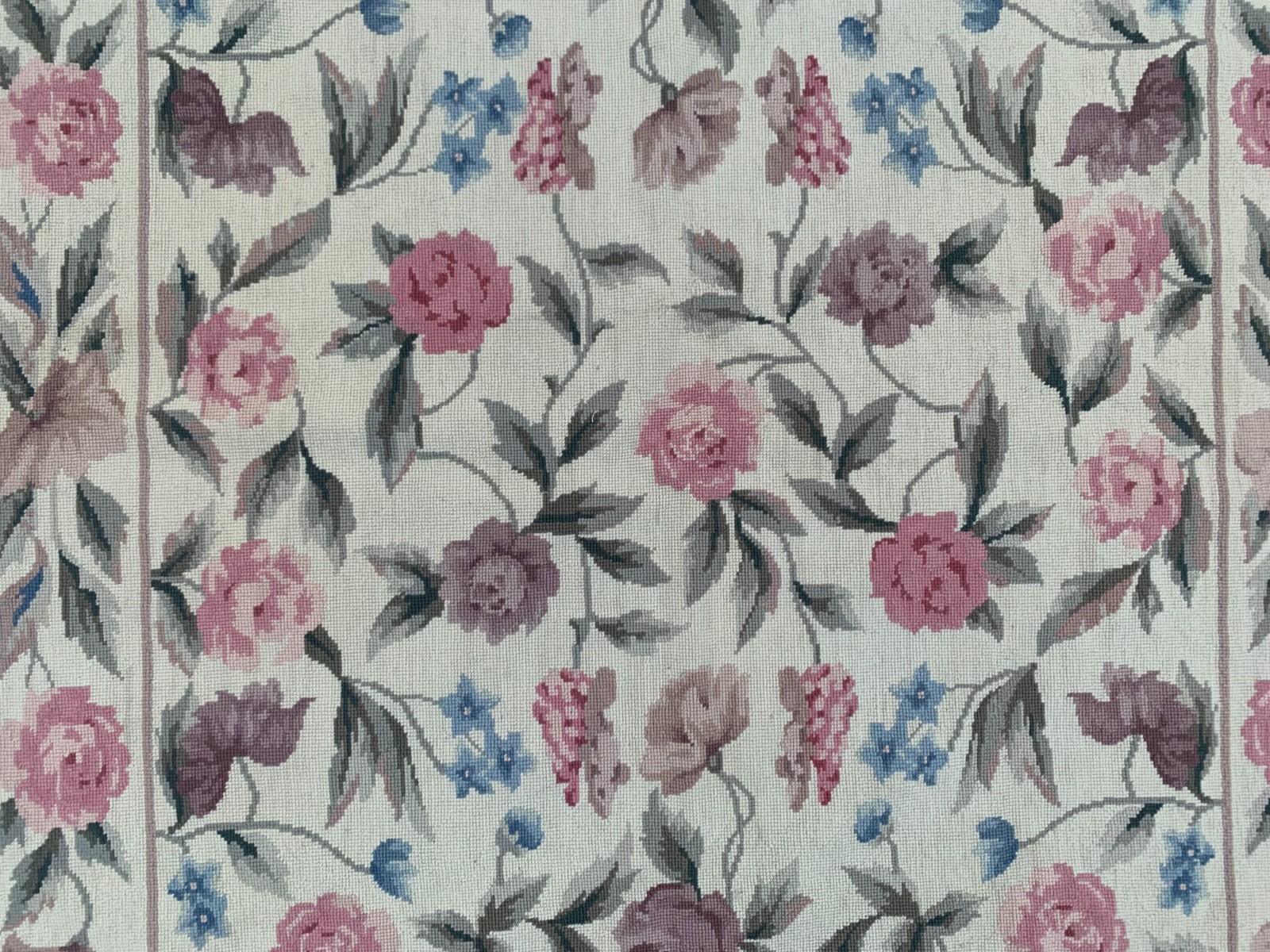 4×6 ft Vintage French Handmade Aubusson Rug Needle Point Floral Wool Décor Rug