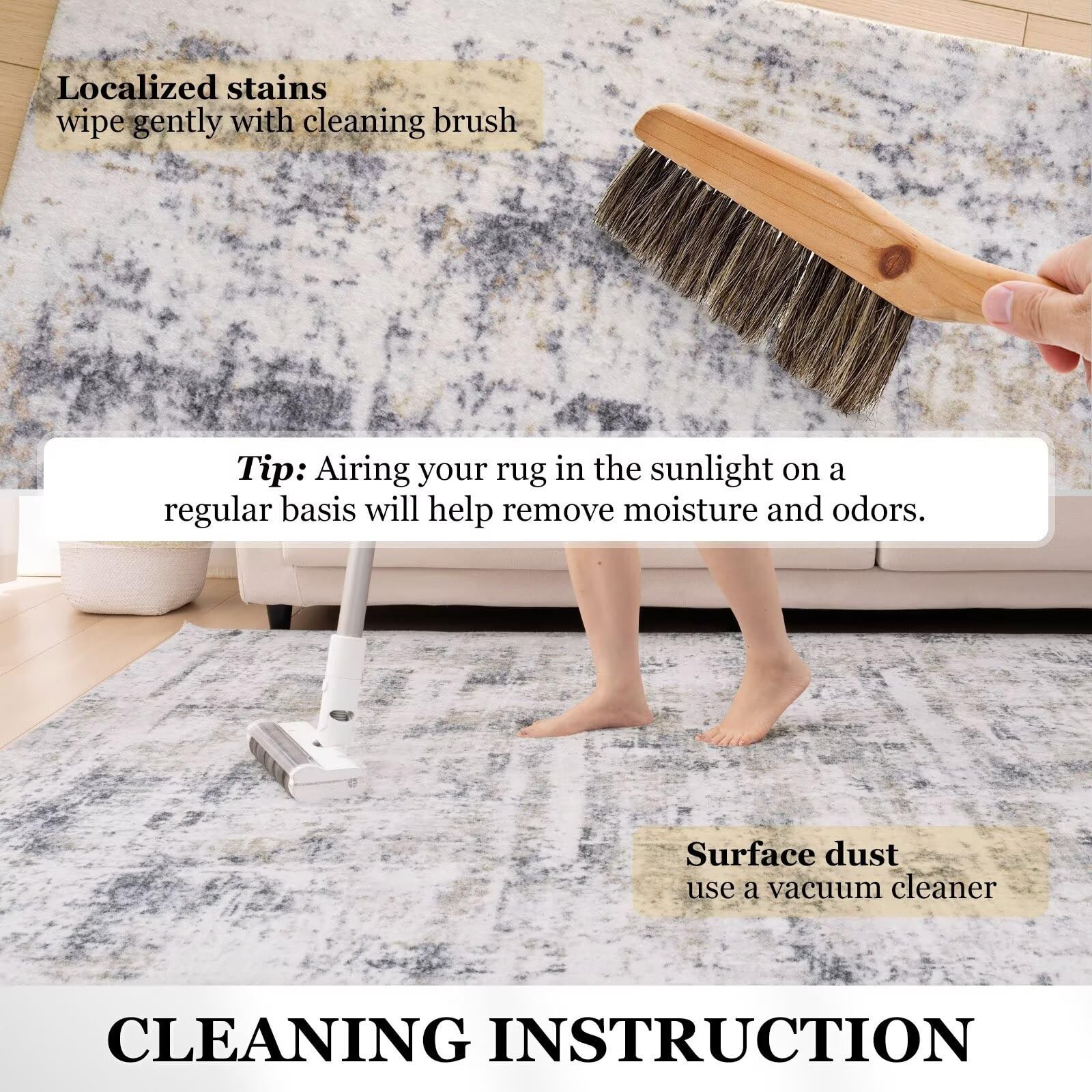 Modern Area Rug 5×7 – Upgraded 10mm Thick Sponge for Exceptional Comfort, Abs…