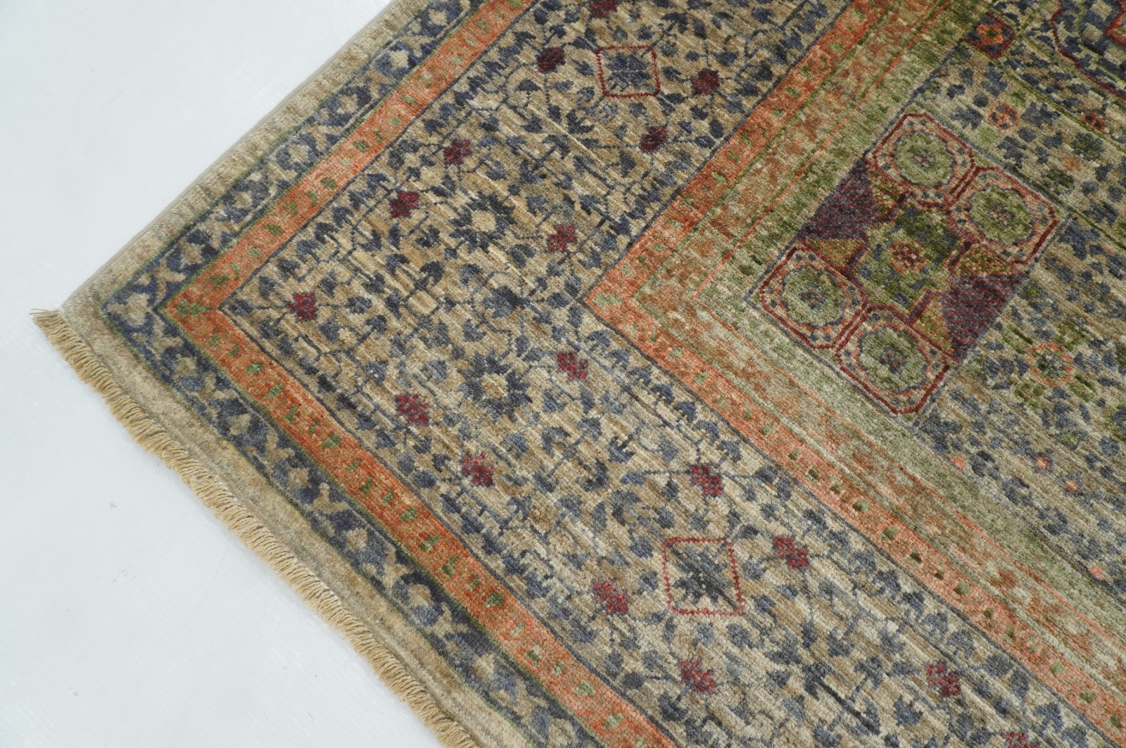 5×7 ft Beige Mamluk Afghan Hand Knotted Wool Medallion Rug