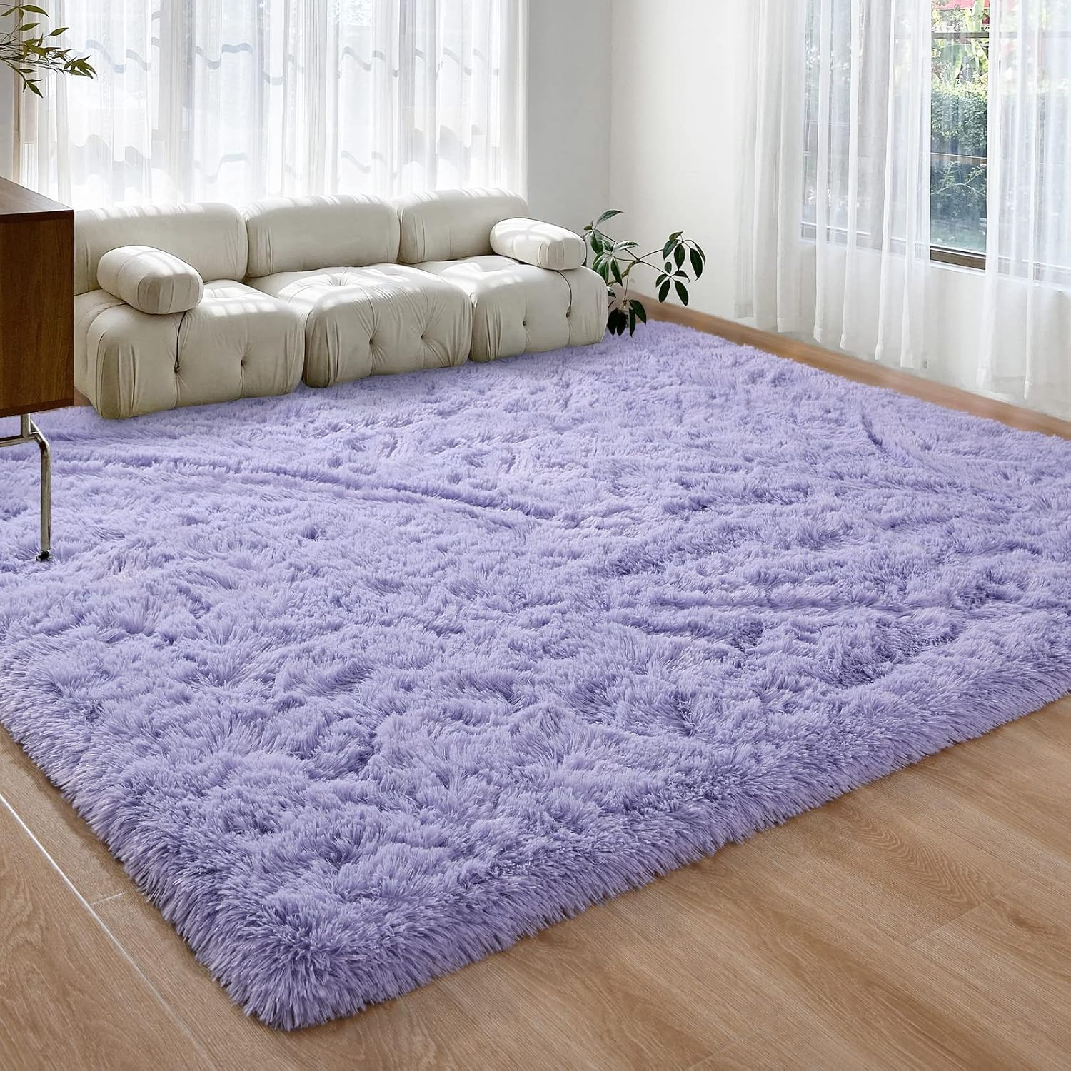 Fluffy Lavender Purple Area Rug for Bedroom Living Room, 3X5 Feet Soft Plush Fuz