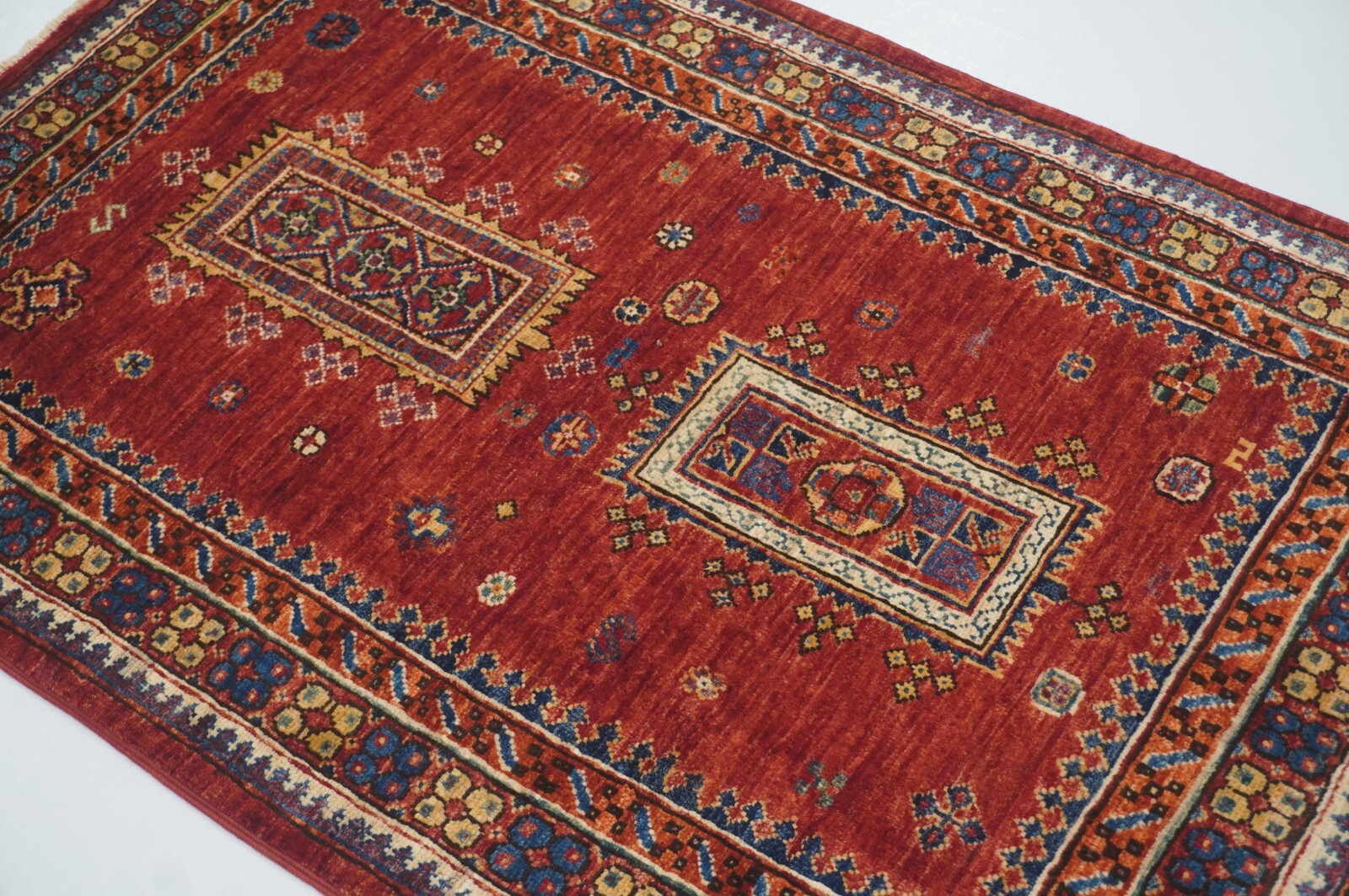 3 x 4 ft Red Oriental Afghan Hand Knotted Tribal Area Rug