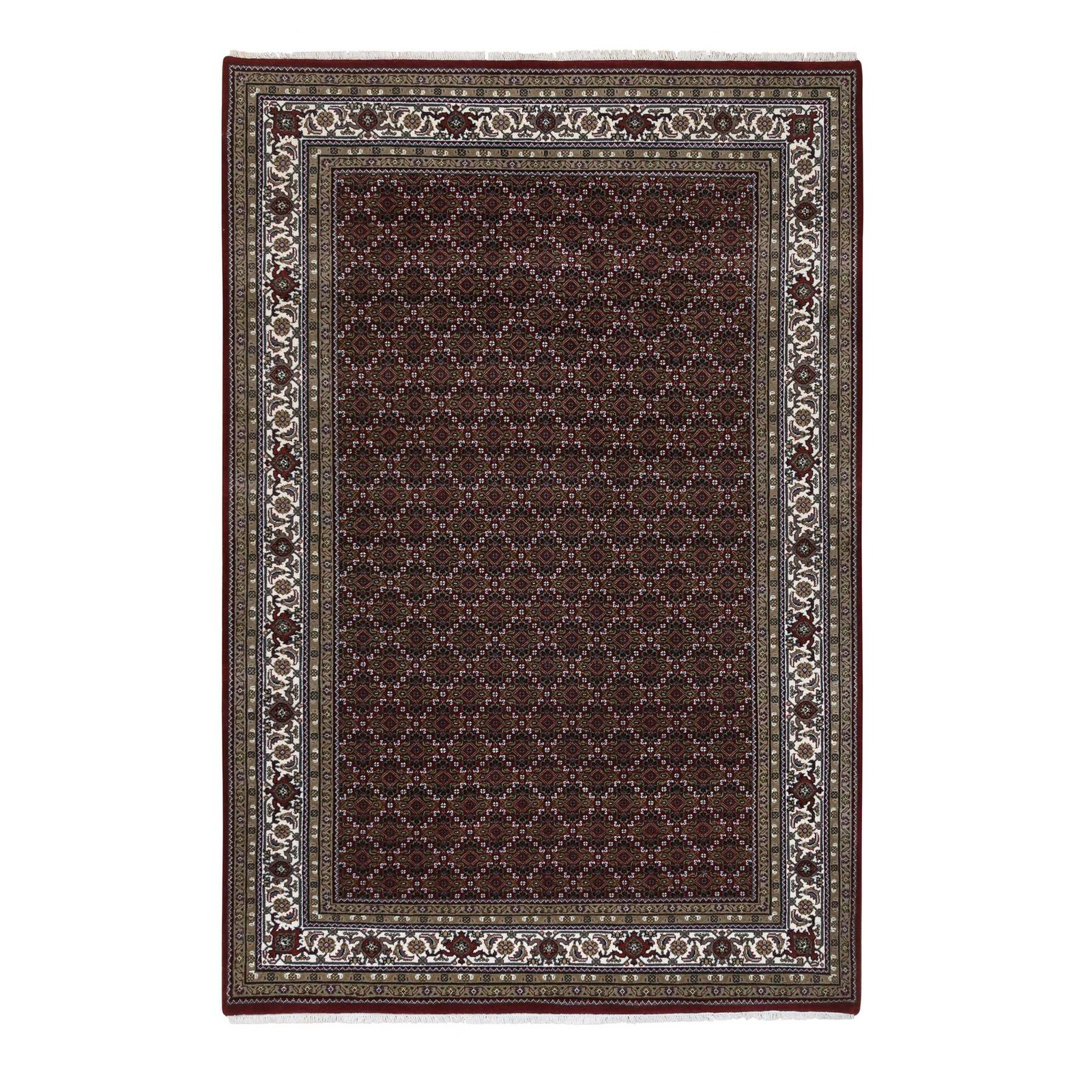 5’9″x8’9″ Red Herrita Hand Knotted 175 KPSI Wool Oriental Rug R64088