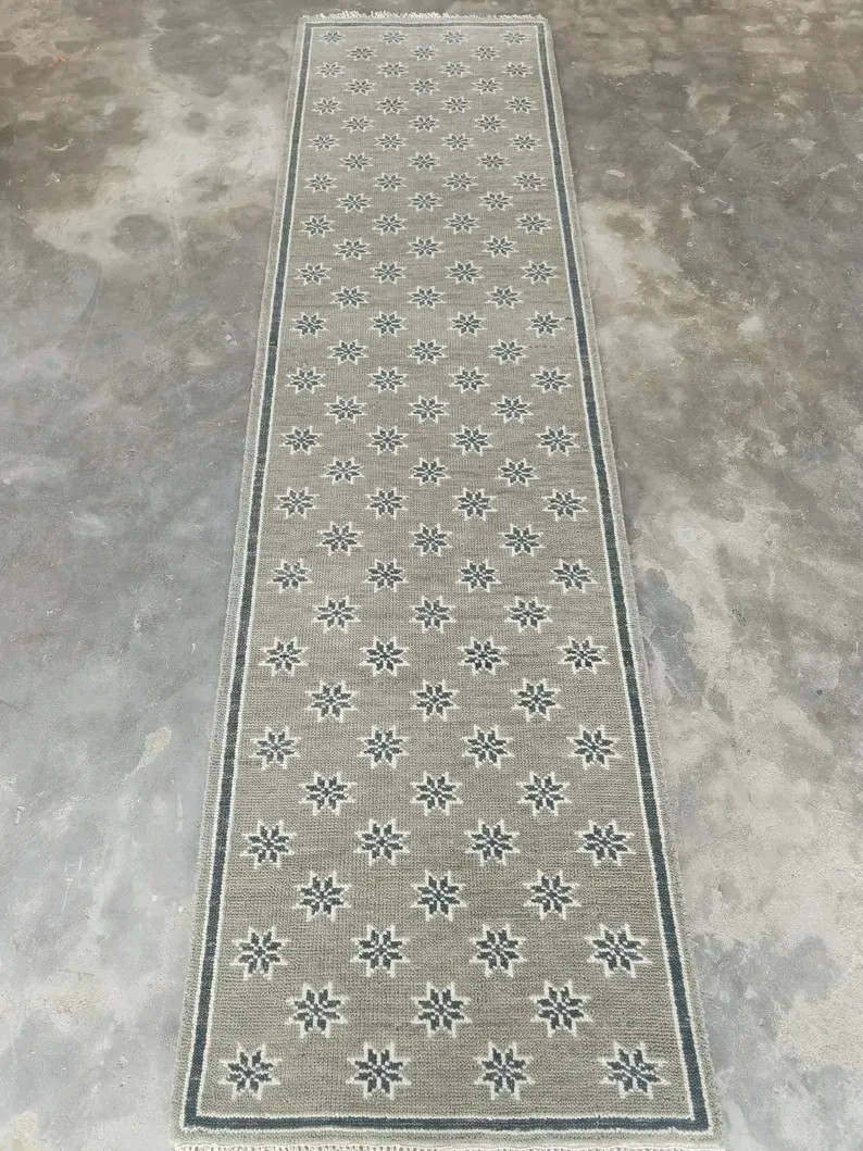 Star Grey Oushak Rug, Hand-Knotted Turkish Hallway Carpet 8×10 ft Home decor