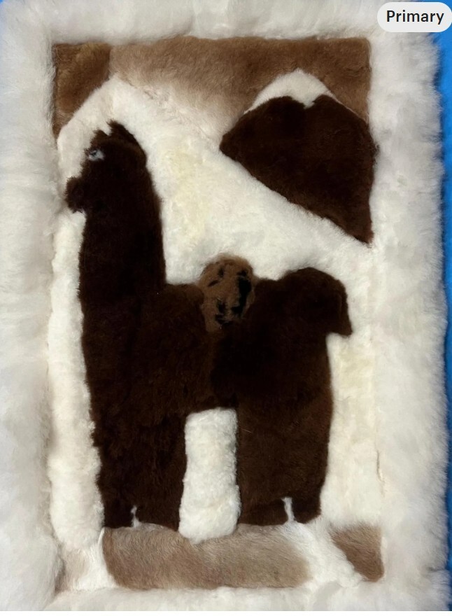 Genuine Alpaca Fur Rug – Llama Design Handmade in Peru Natural Alpaca Wool NEW