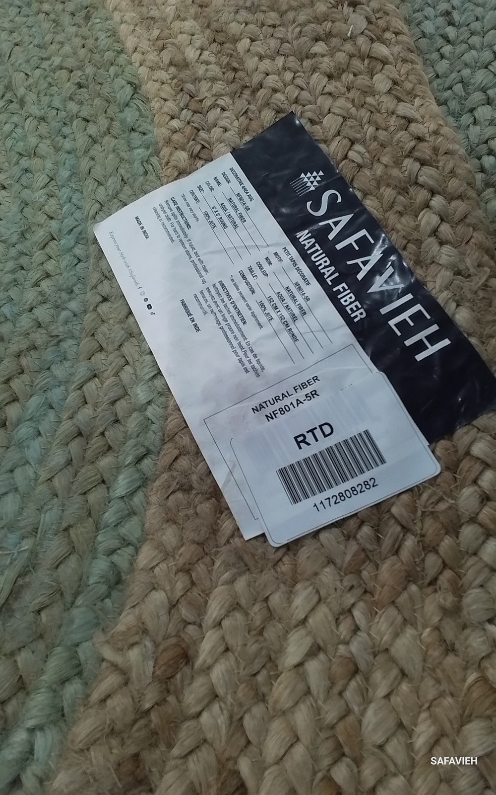 AQUA / NATURAL 5′-0″ x 5′-0″ Flaw in Rug, Reduced Price 1172808282 NF801A-5R