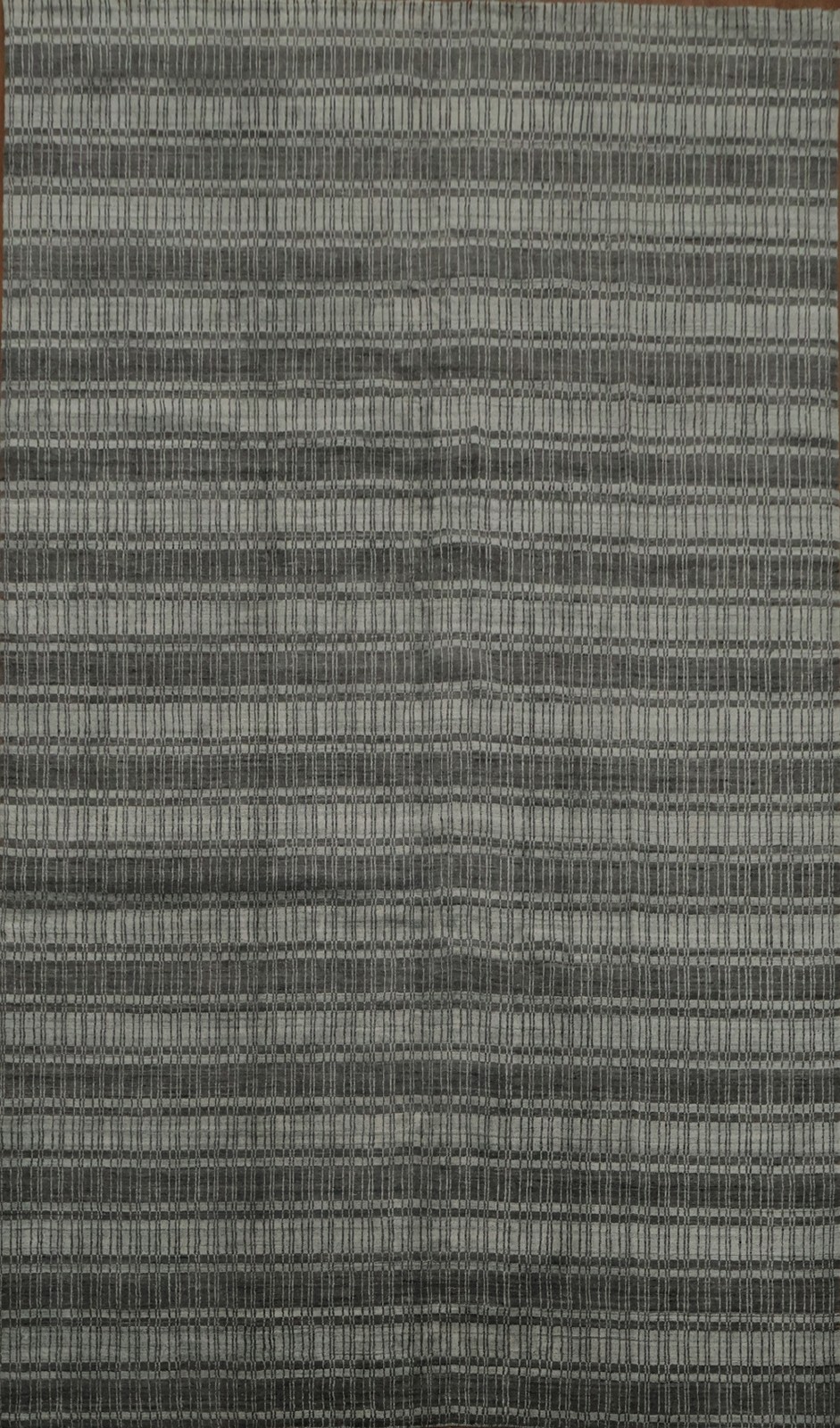 Contemporary Gray Rug with Subtle Textured Stripes Design 10×13 Handmade Carpet