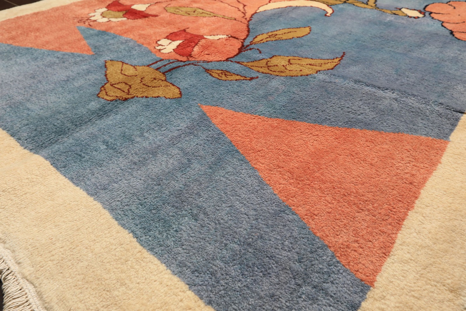 6’7”x9’8” Hand Knotted Wool Blue Gabbehh Plush Pile Vegetable dyes Area Rug
