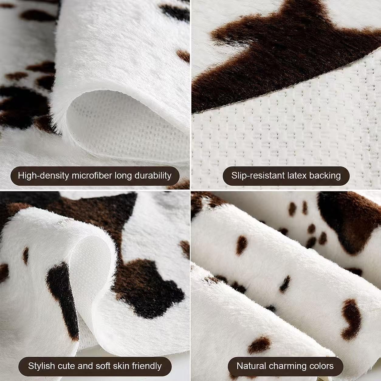 Luxury Cow Print Microfiber Rug 43×29.5 IN – Ideal for Entryway & Living Room