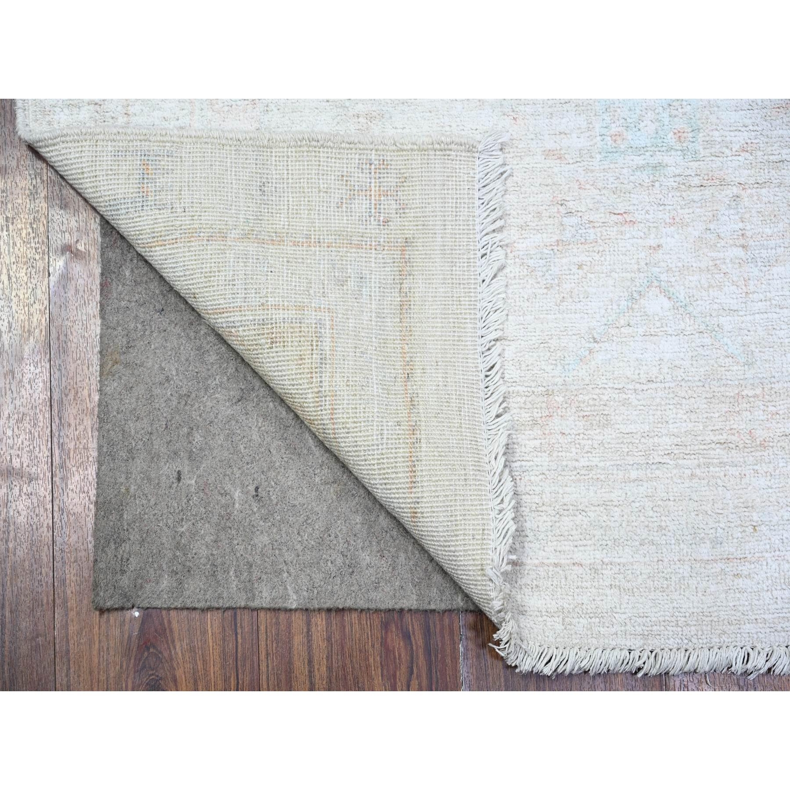 3’1″x5′ White Hand Knotted 100% Wool White Wash Peshawar Design Rug R74650