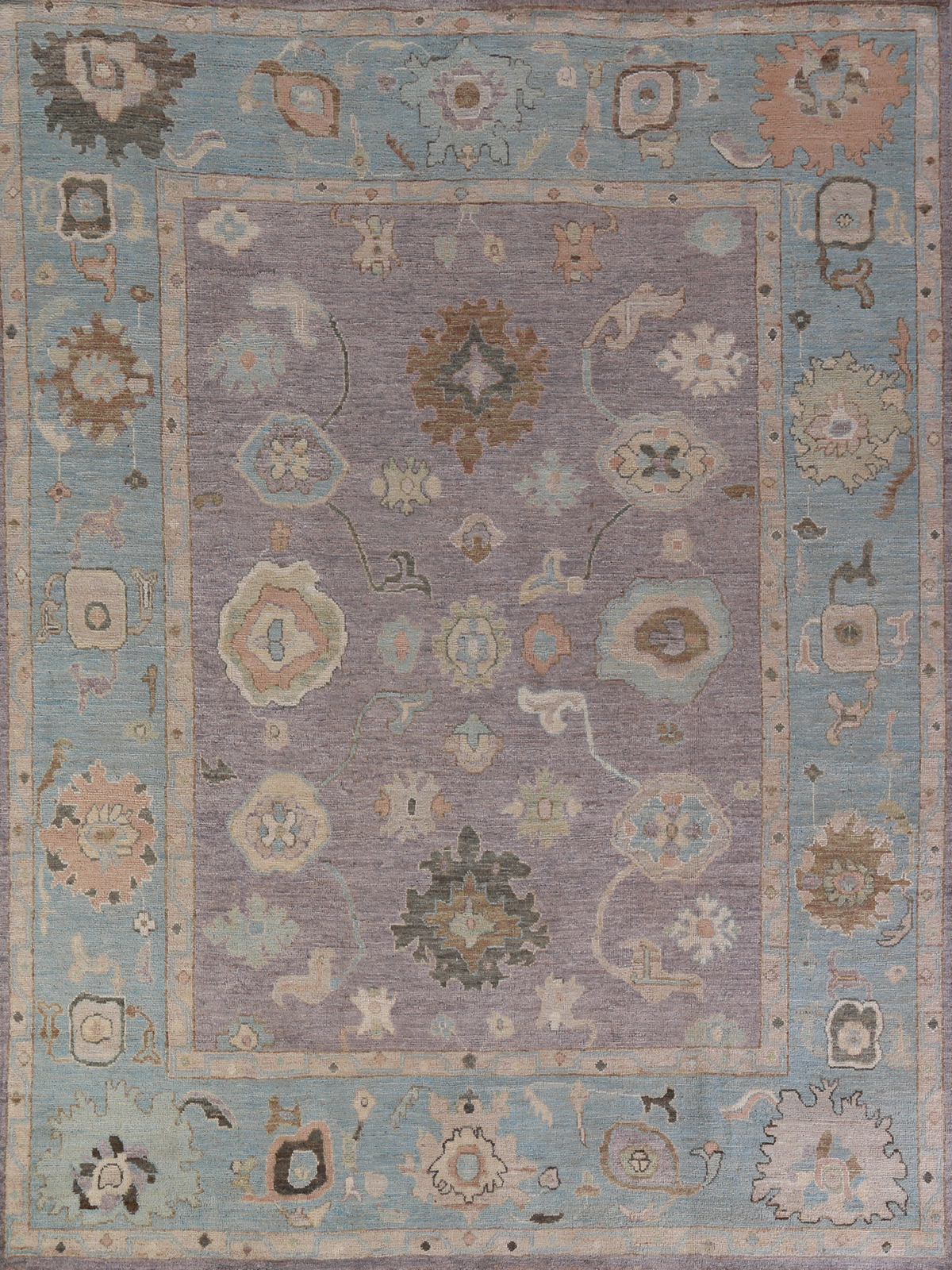Purple/ Blue Vegetable Dye Handmade Oushak Turkish Living Room Rug Wool 8×10 ft