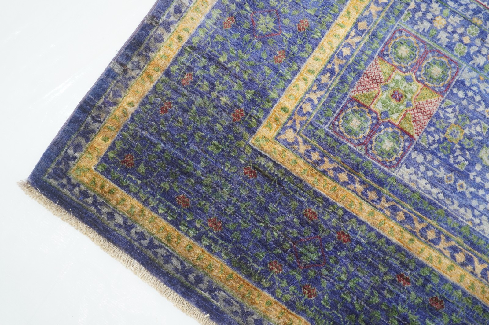 5×7 ft Blue Mamluk Afghan Hand Knotted Wool Medallion Rug