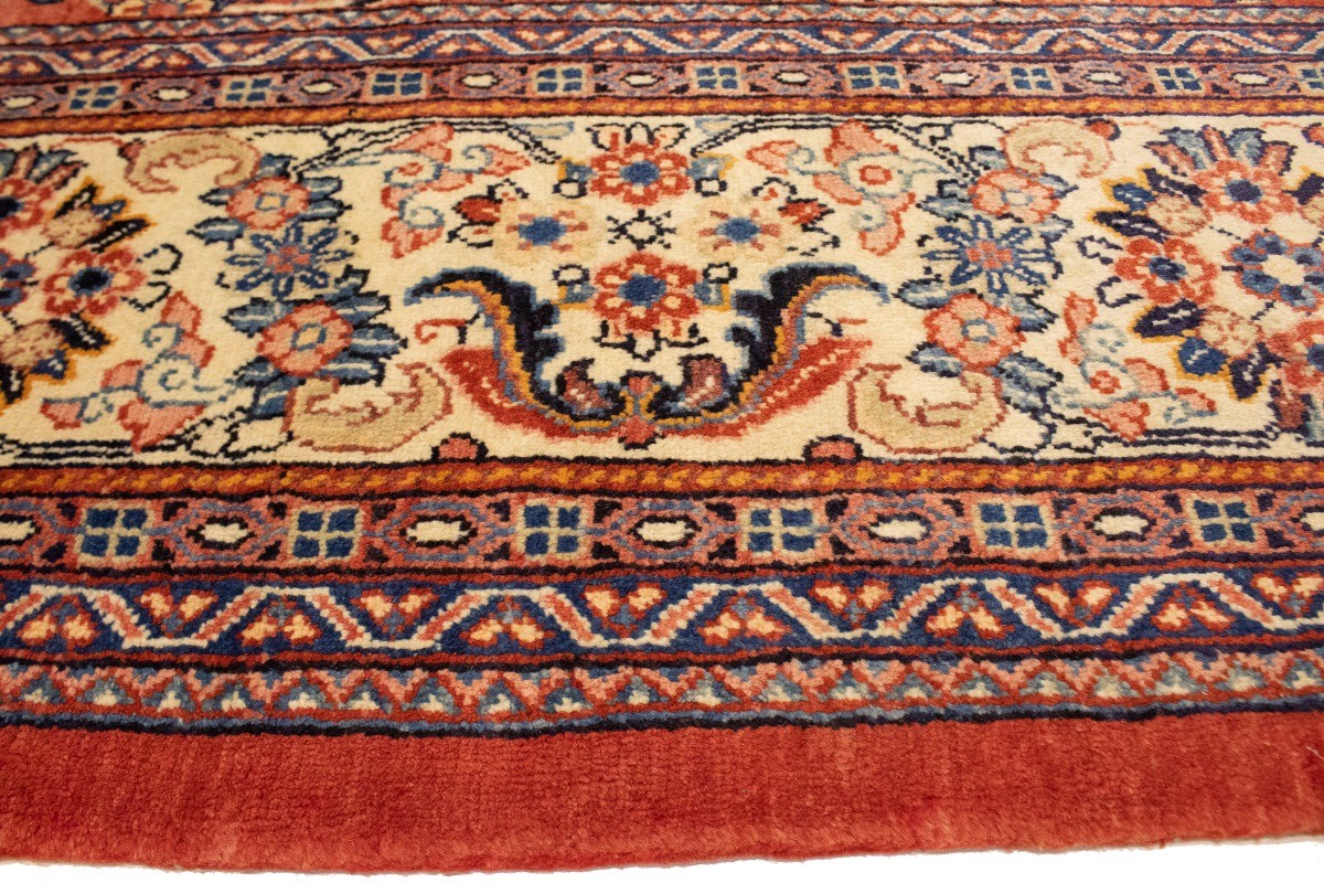One-of-a-Kind Vintage Orange-Red Oriental Rug Oversized Floral Carpet 11X15 ft