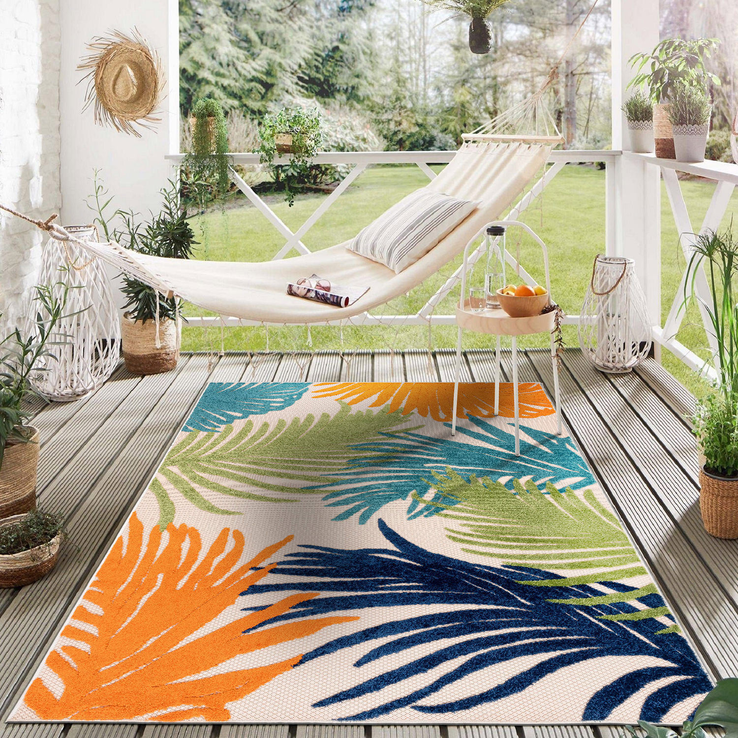 Rugshop Outdoor Rug Tropical Floral Indoor/Outdoor Carpet Patio Rugs Porch Rugs