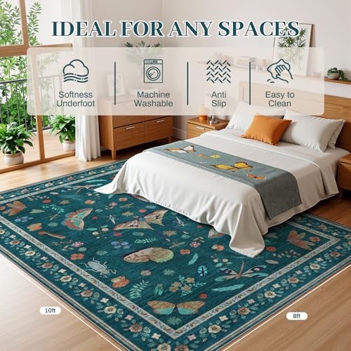 8×10 Area Rugs with Insect Print – Bug Rug Non-Shedding Stain Resistant Soft