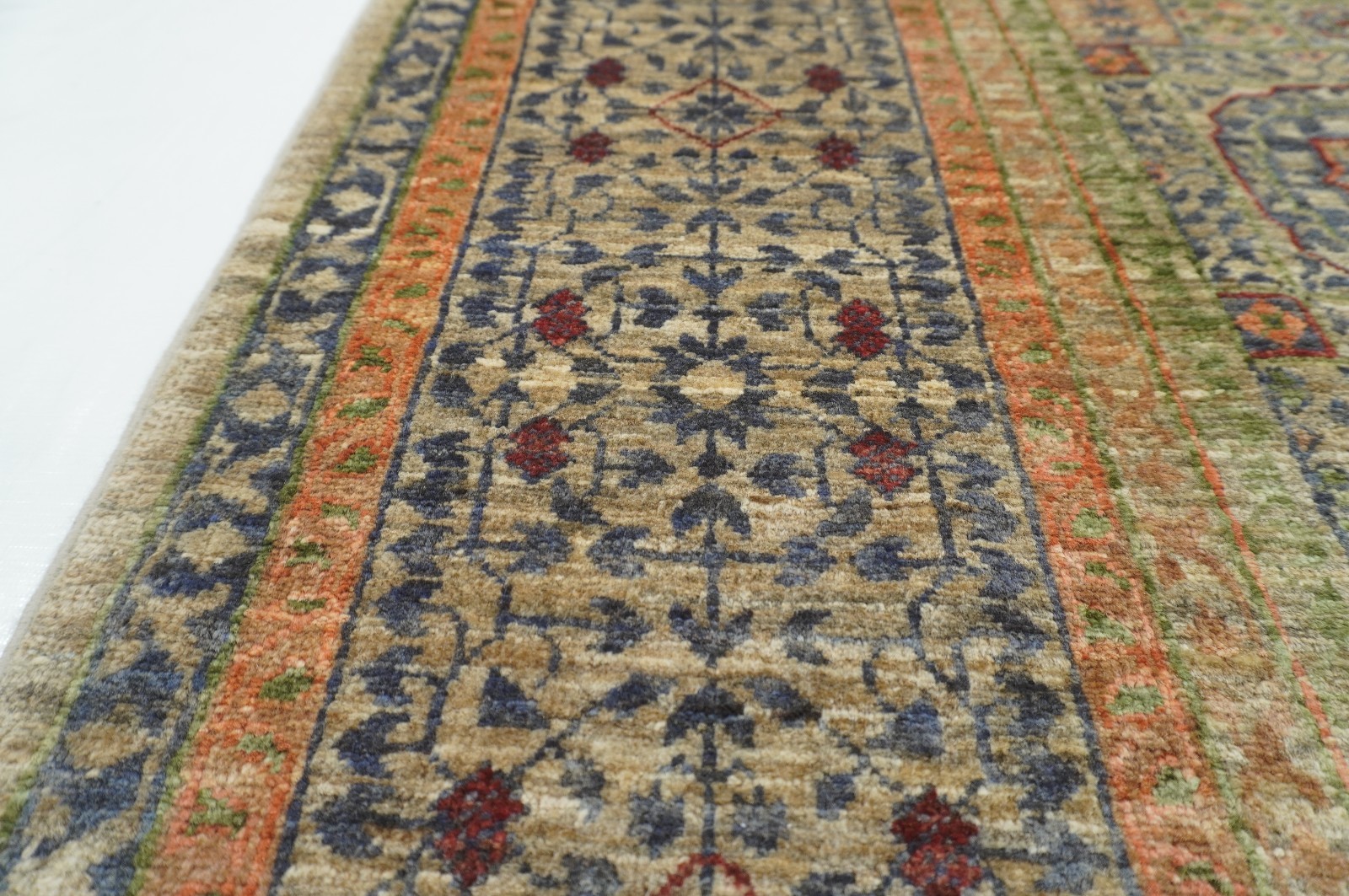 5×7 ft Beige Mamluk Afghan Hand Knotted Wool Medallion Rug