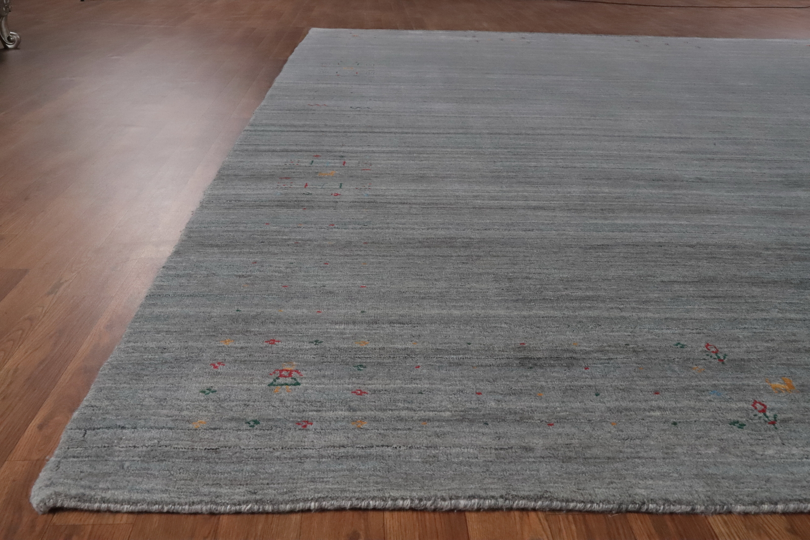 Unique Vibrant Living Room Rug Gray Handmade Gabbeh 9×11 ft for Living Room