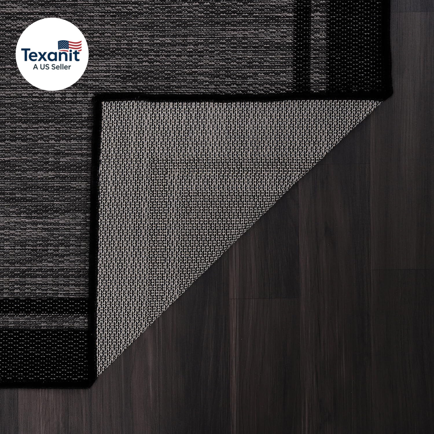Indoor Outdoor Rug, 9X12 Bordered Dark Grey Black Modern Large Area Rugs for Ind