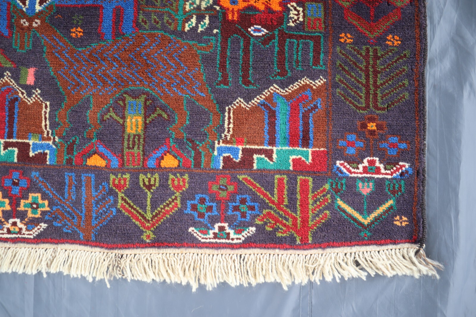 2’8×9’4 ft Vintage Afghan Animal rug, Handmade Vege Dyes Wool rug, Bedroom Rugs