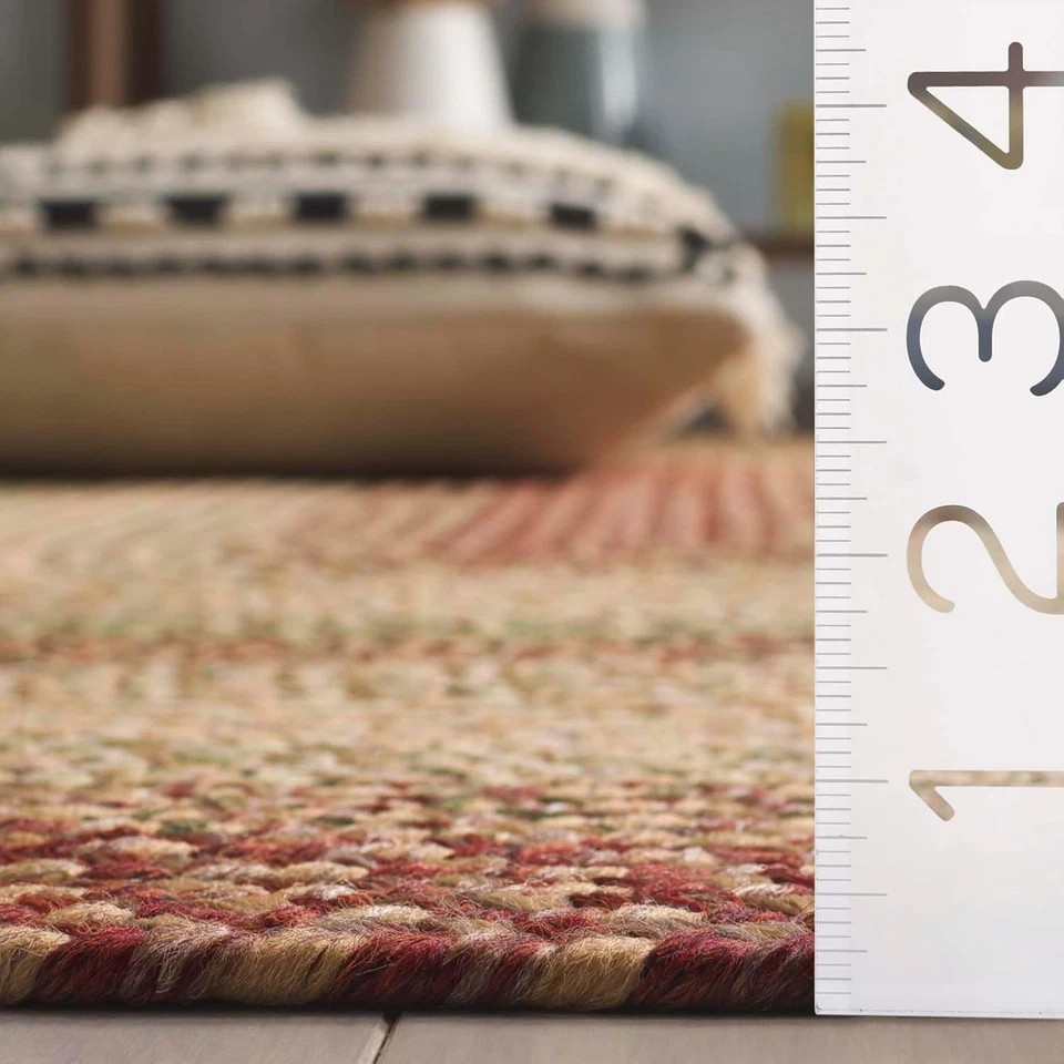Outdoor Washable Braided Rug – 4′ x 6′ Oval, Rust & Multi, Handmade, Reversible