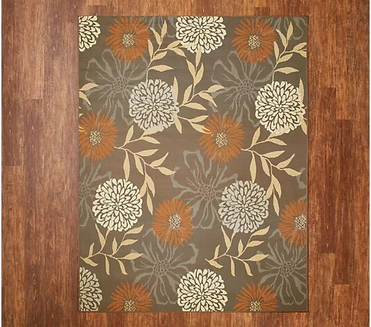VERANDA LIVING FLOWERING MUMS INDOOR/OUTDOOR RUG ROUND OR RECTANGLE CHOICE