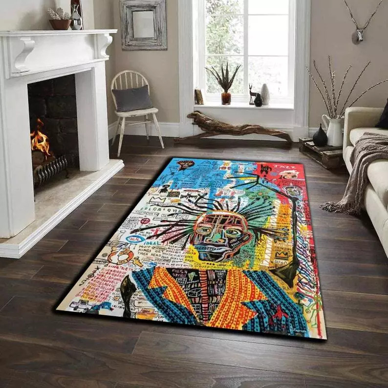 Jean Michel Basquiat Rug, Area Rug, Graffiti Rug, Popular Runner, 10×12 Runner,