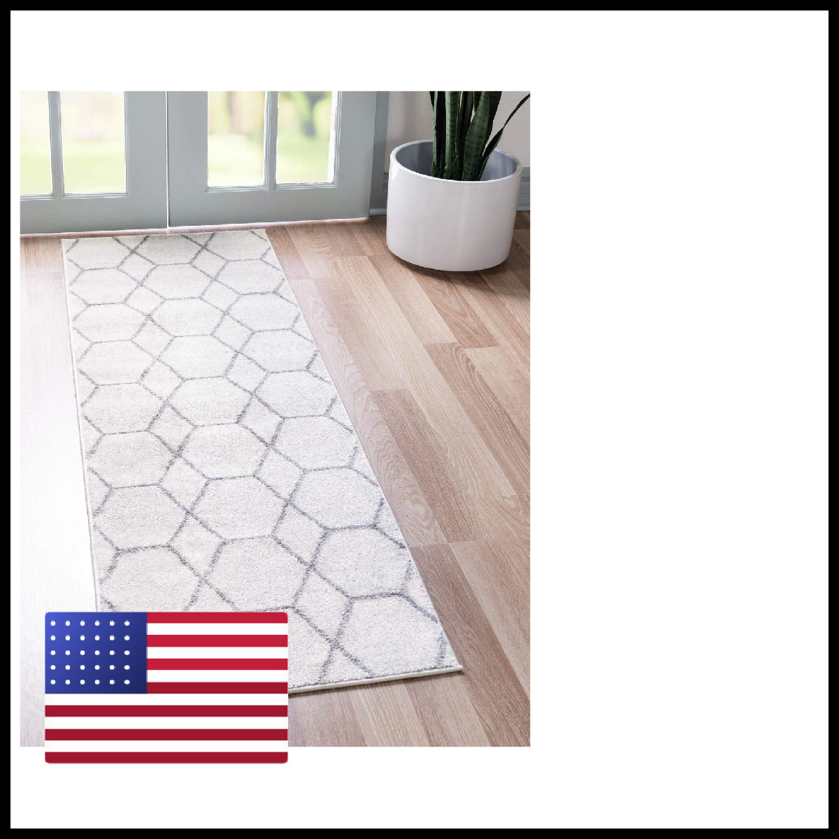 Unique Loom Trellis Frieze Collection Area Rug – 2 X 6 1 Runner Ivory/ Gray