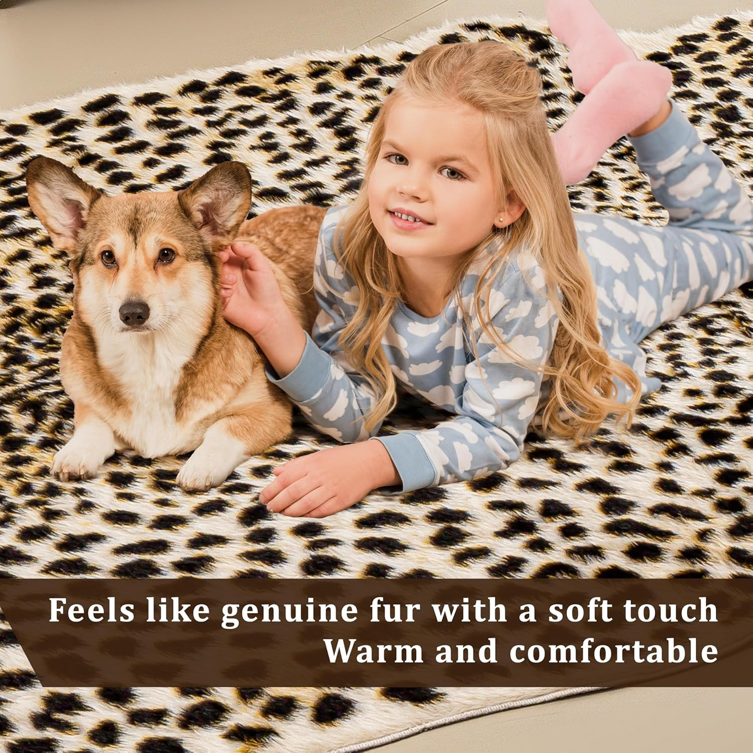Cheetah Print Rug, Leopard Rug 5.2X7 Faux Animal Print Skin Cheetah Area Rug for