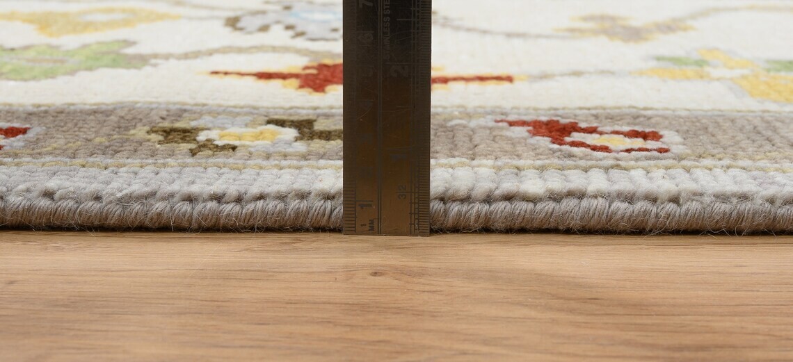 Oushak Rug, Coffee Brown Navy And Green Accent Area Rug, Hand-Knotted Wool Rug
