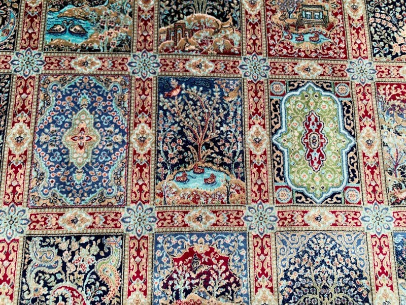 3×5 ft Turkish Silky Rug Traditional Wall Hanging Rug Floral Silk Tapestry Rug