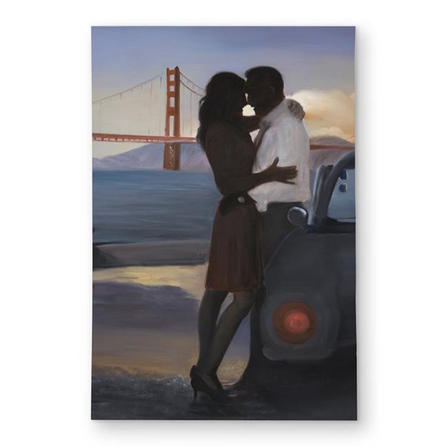 2×3 ft. A Loving Couple in San Francisco – Places Blue Outdoor Rug – Rectangle