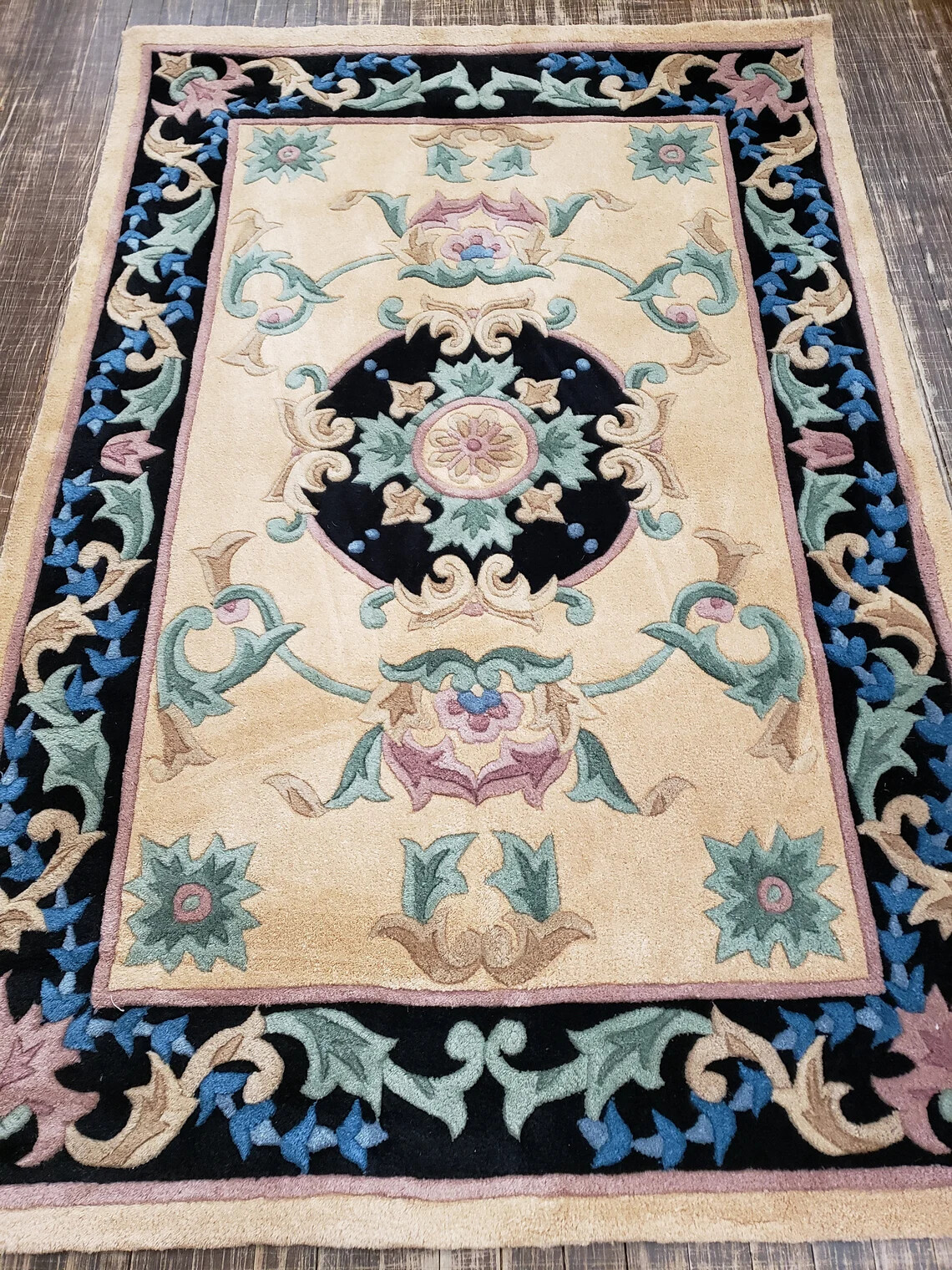 Aubusson Art Deco Peking rug woolhand tufted rug wool rug size 4×6 oriental rug