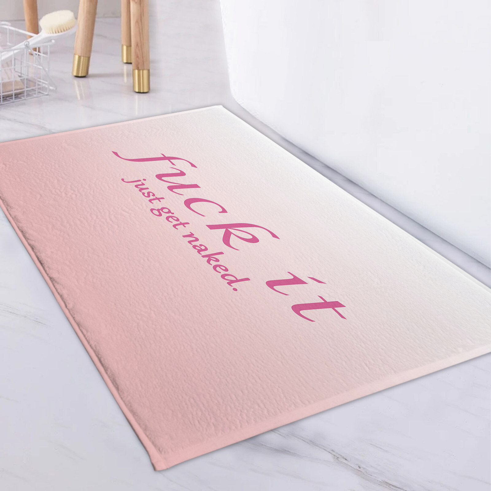 Abstract Modern Funny Quotes on Pink Bath Mat for Bathroom Mat Bath Rug Doormat