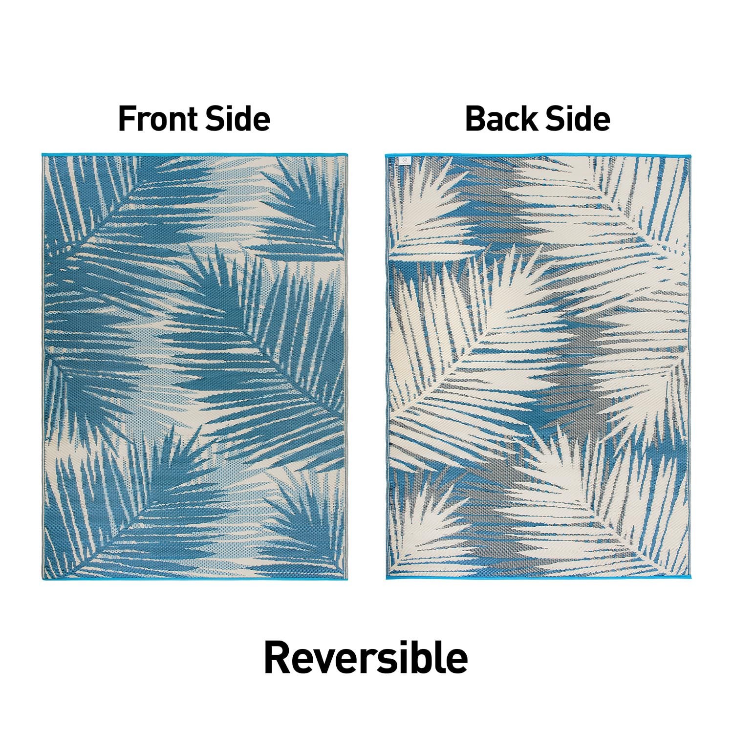 Premium 5×7 Blue Polypropylene Indoor Outdoor Reversible Straw Rug Durable Wa…