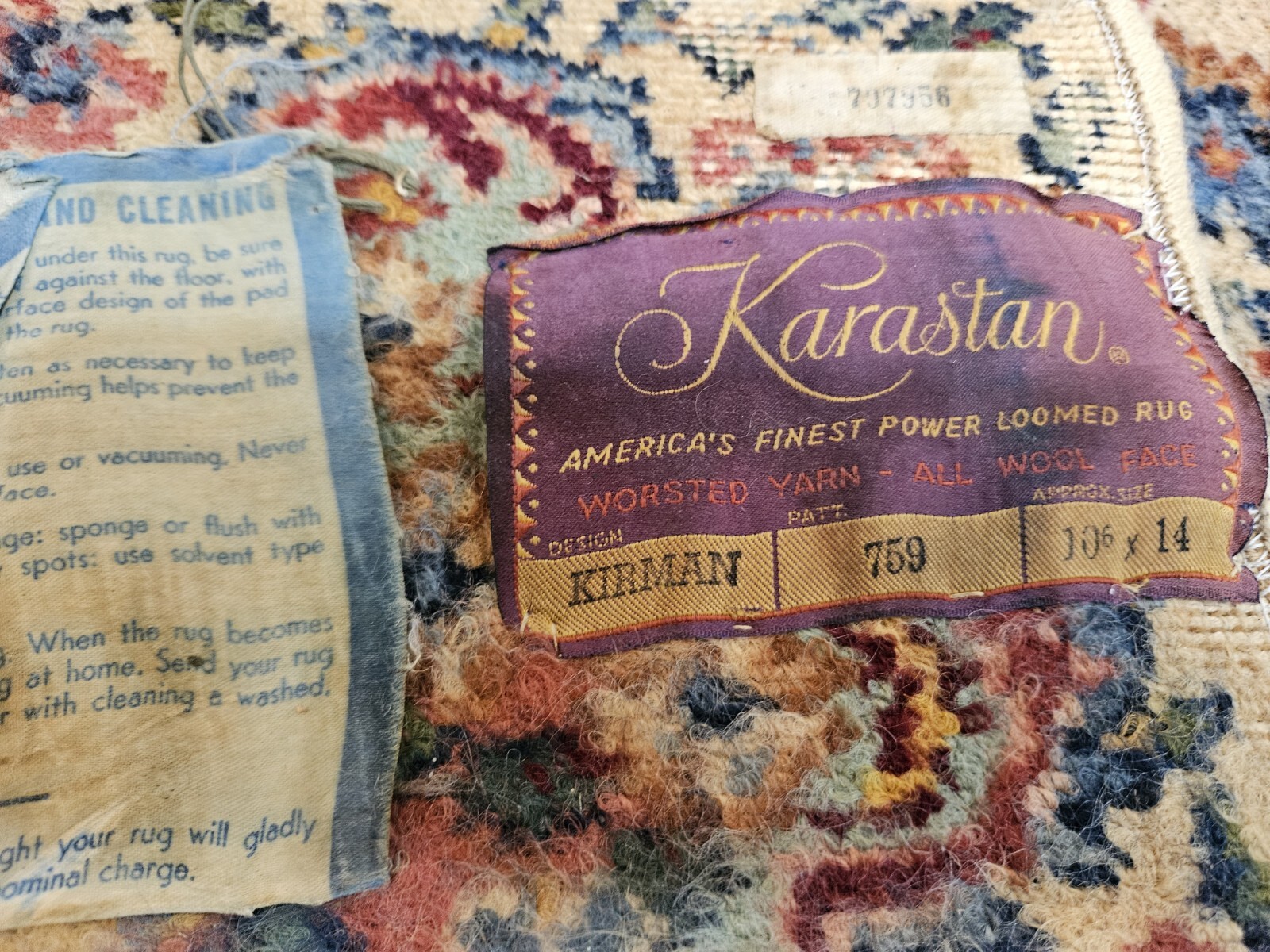 10×14 KARASTAN ANTIQUE IVORY FLORAL KIRMAN 700 -759 100% WOOL RUG